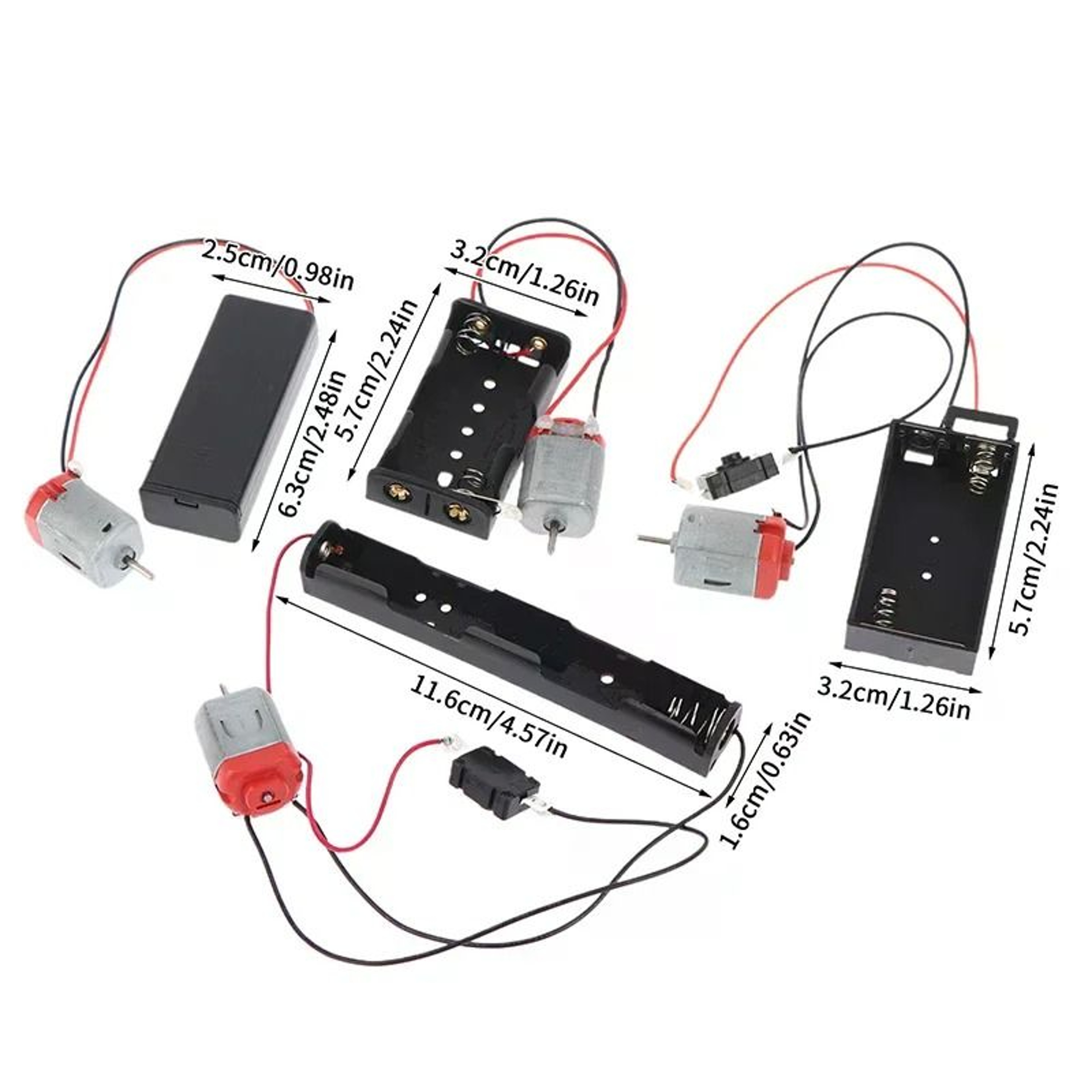 130 Mini Electric Motor Kit With Dual Battery Holder  Switch 16500 RPM 4