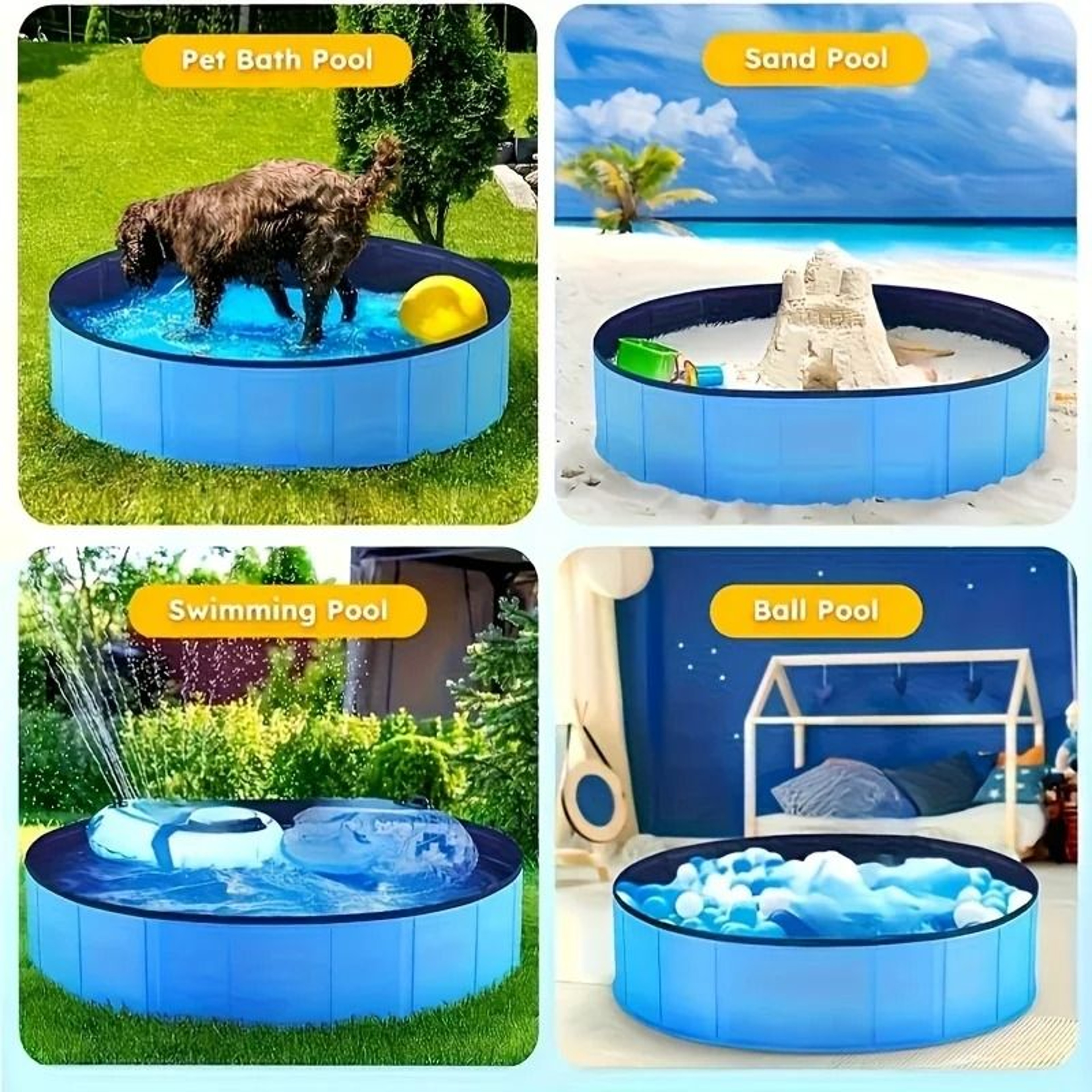 Portable Blue Pet Bath Tub For Indoor  Outdoor Use 2