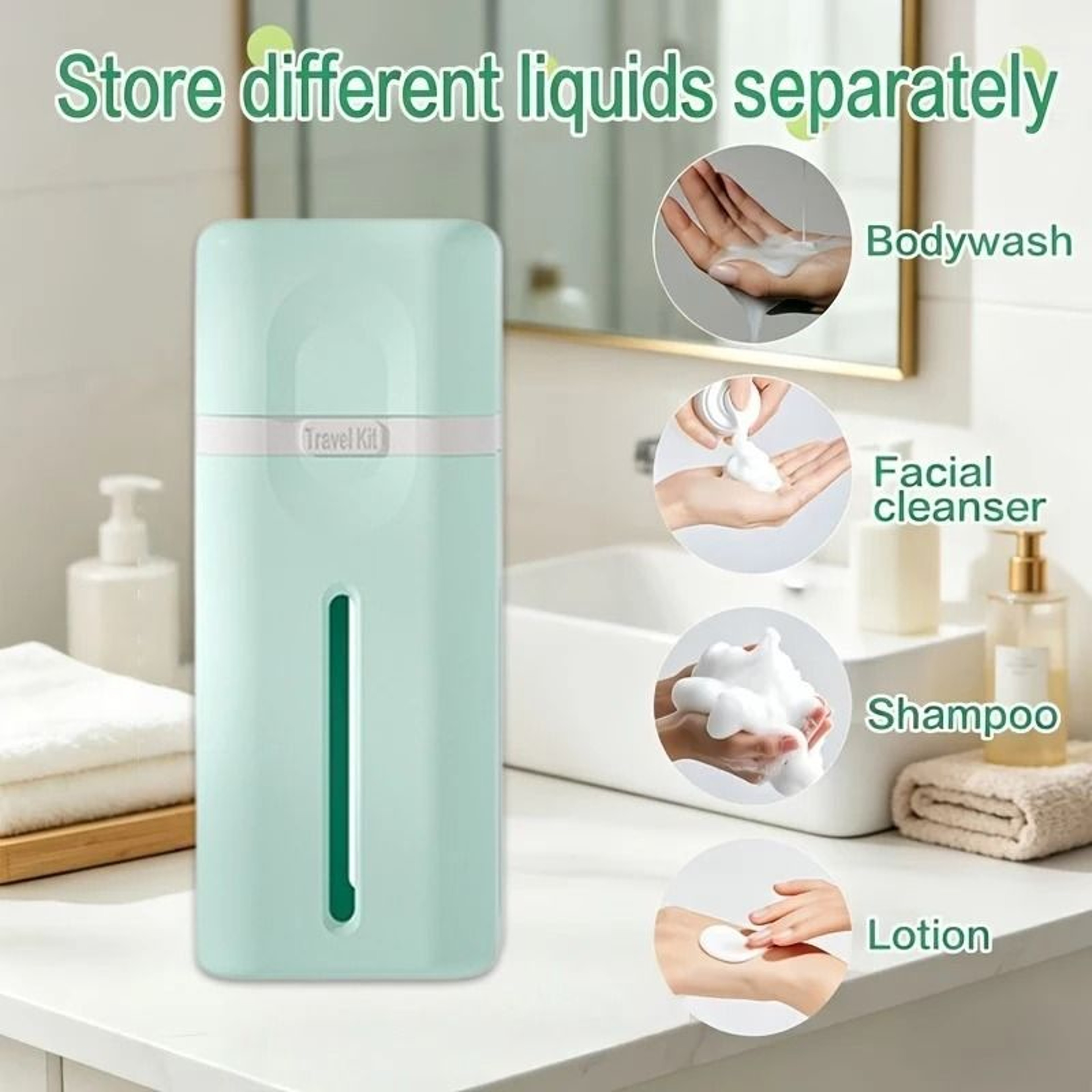4in1 Portable Travel Dispenser Bottle Set LeakProof  Refillable 2