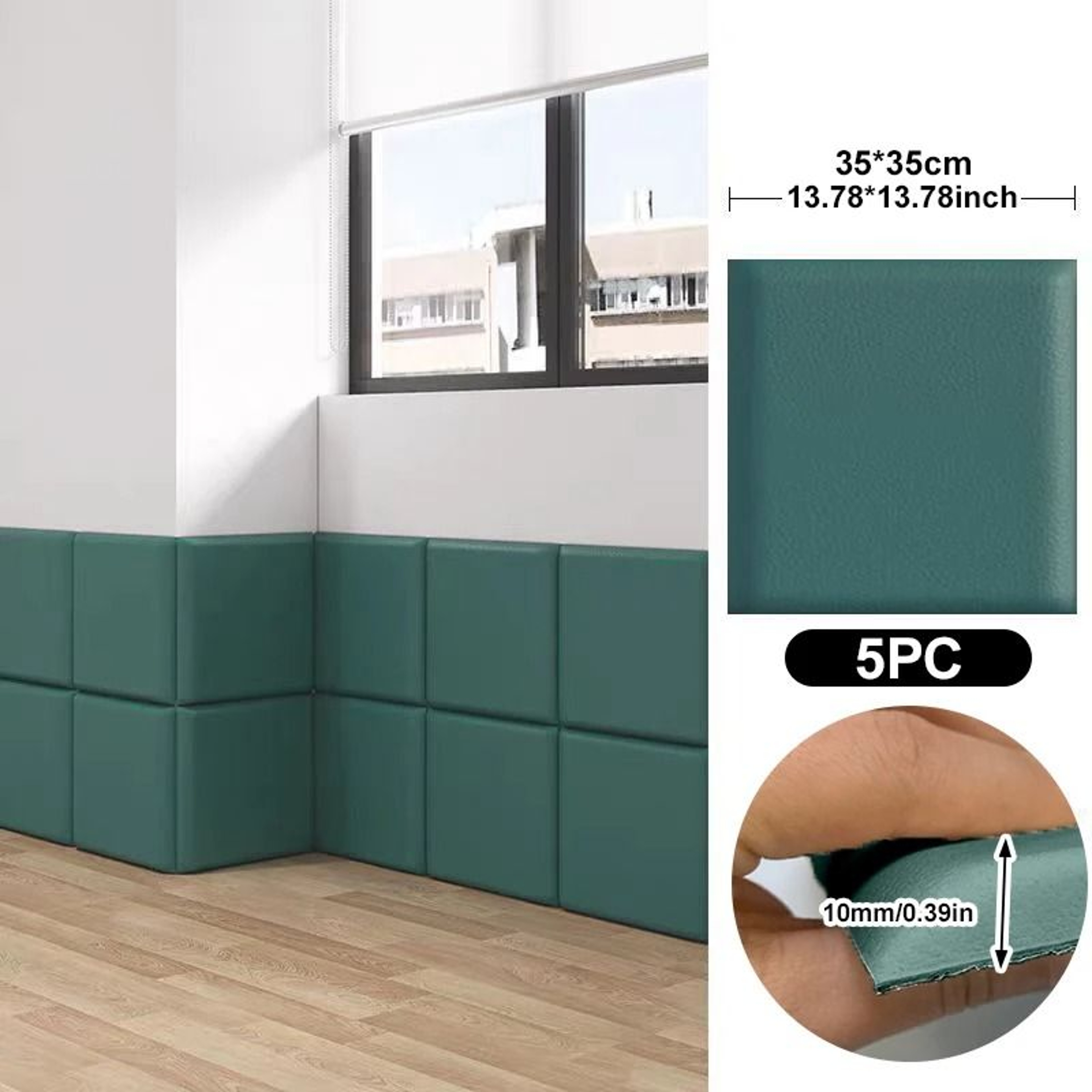 5Piece 3D Leather Wall Panels 35x35cm Soft AntiCollision SelfAdhesive Stickers 10