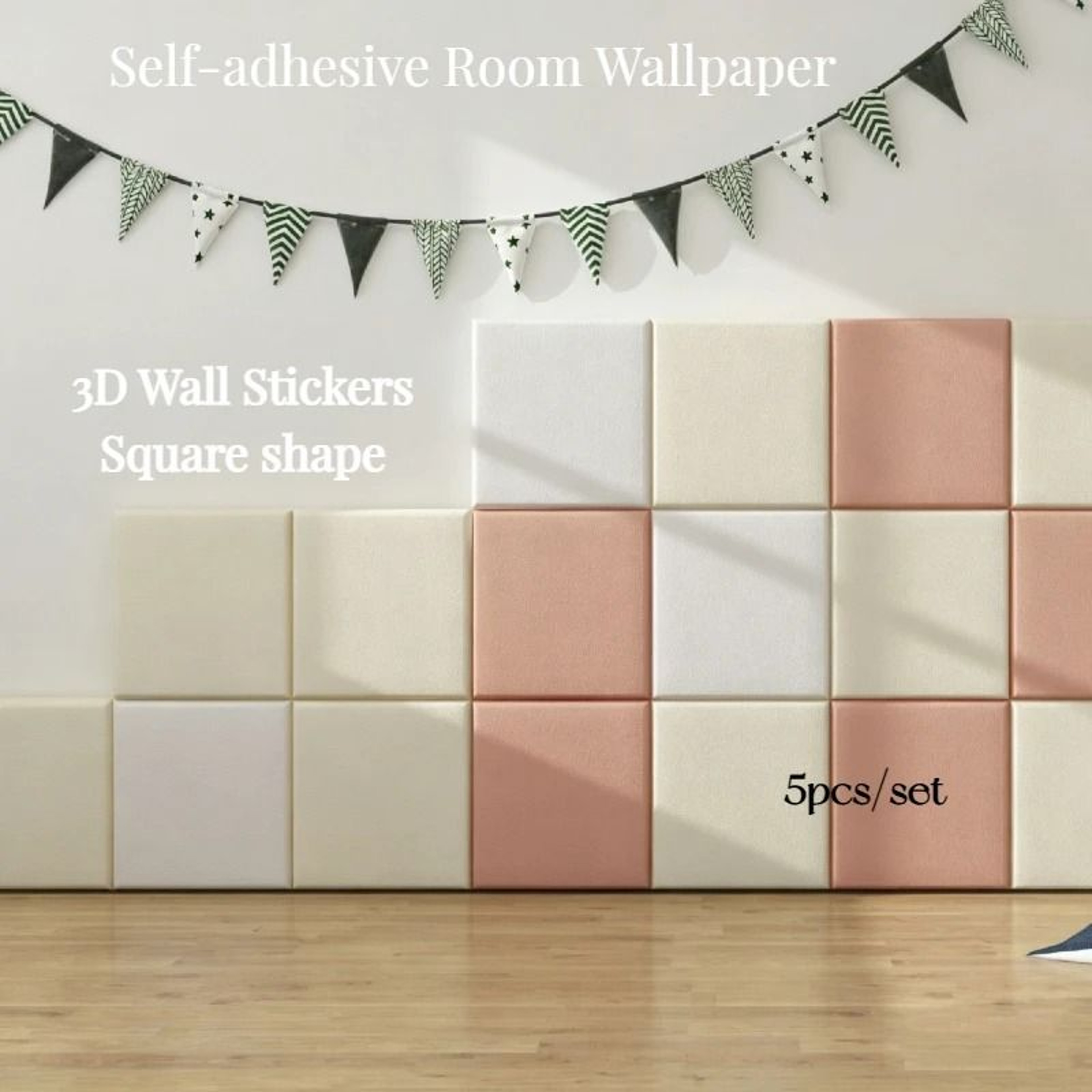 5Piece 3D Leather Wall Panels 35x35cm Soft AntiCollision SelfAdhesive Stickers 0