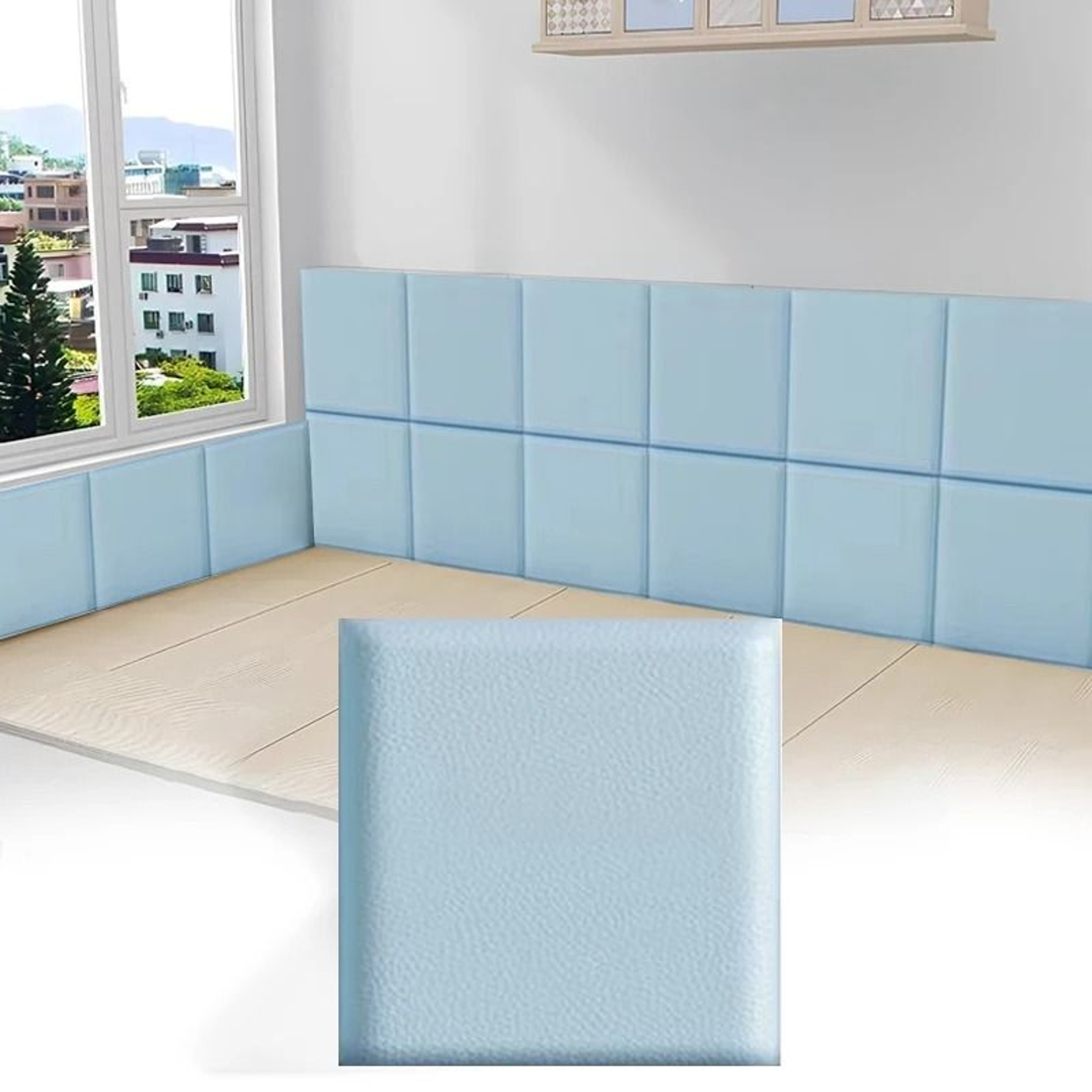 5Piece 3D Leather Wall Panels 35x35cm Soft AntiCollision SelfAdhesive Stickers 5
