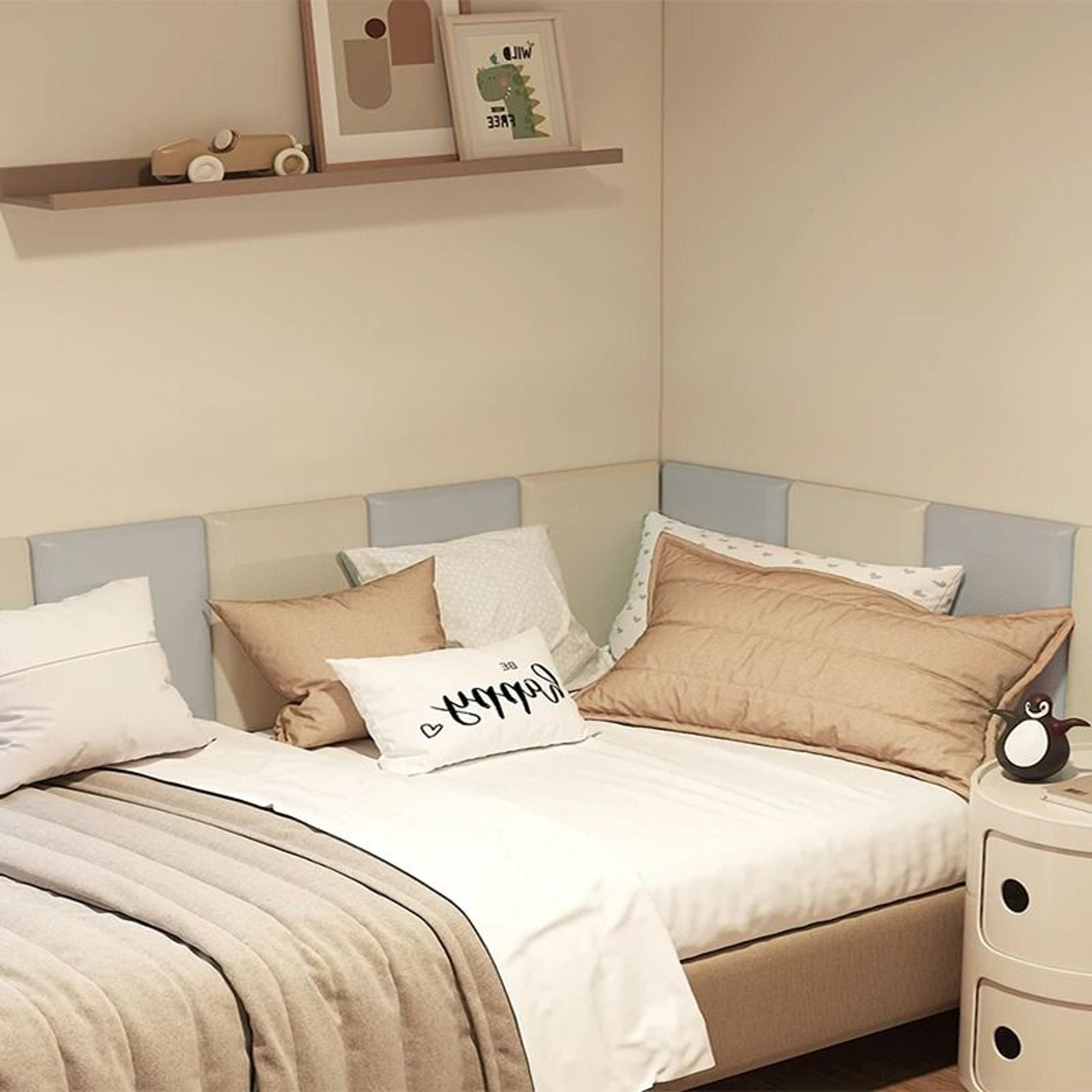 5Piece 3D Leather Wall Panels 35x35cm Soft AntiCollision SelfAdhesive Stickers 4