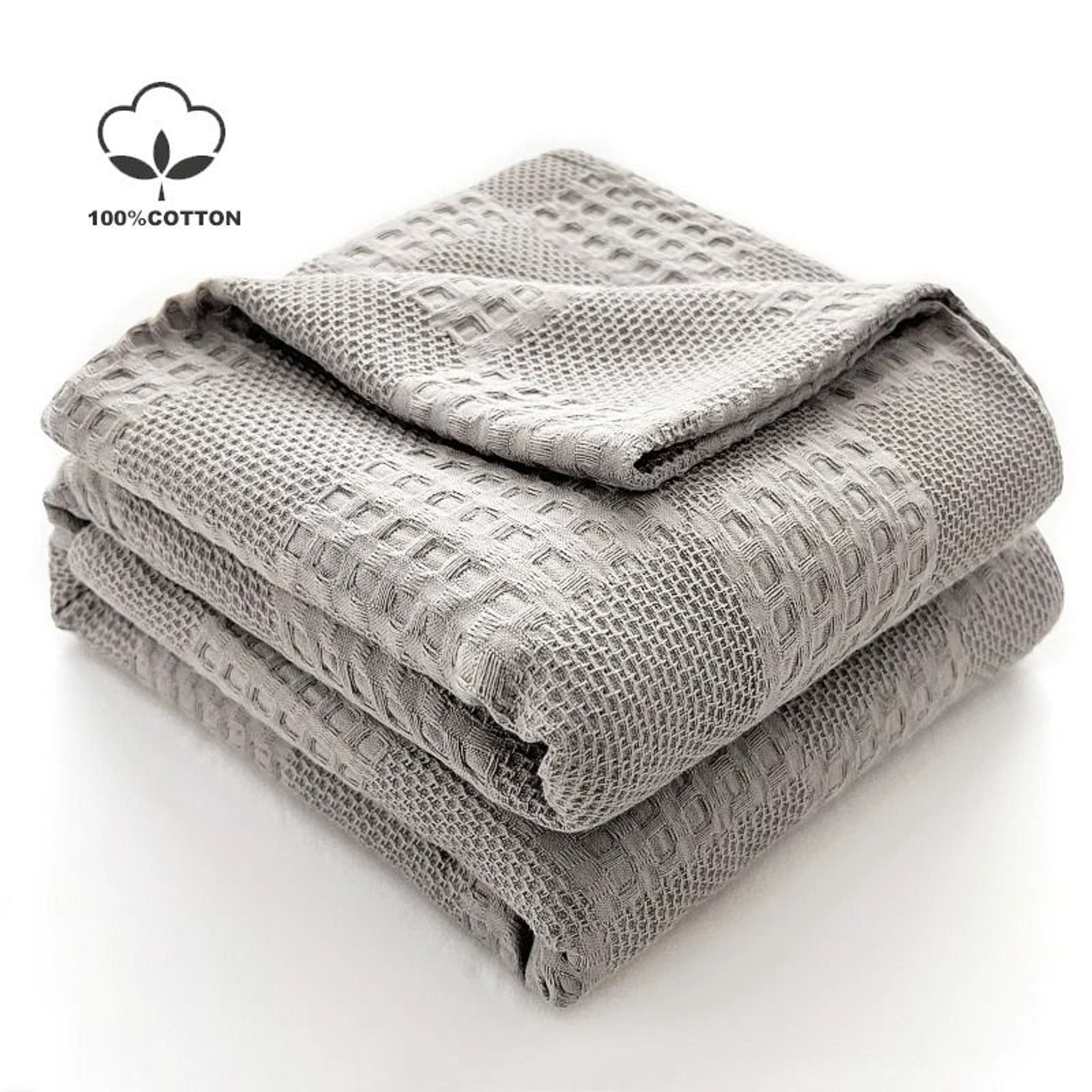100 Cotton Waffle Weave Throw Blanket Soft Breathable Plaid Blanket For Sofa  Bed 0
