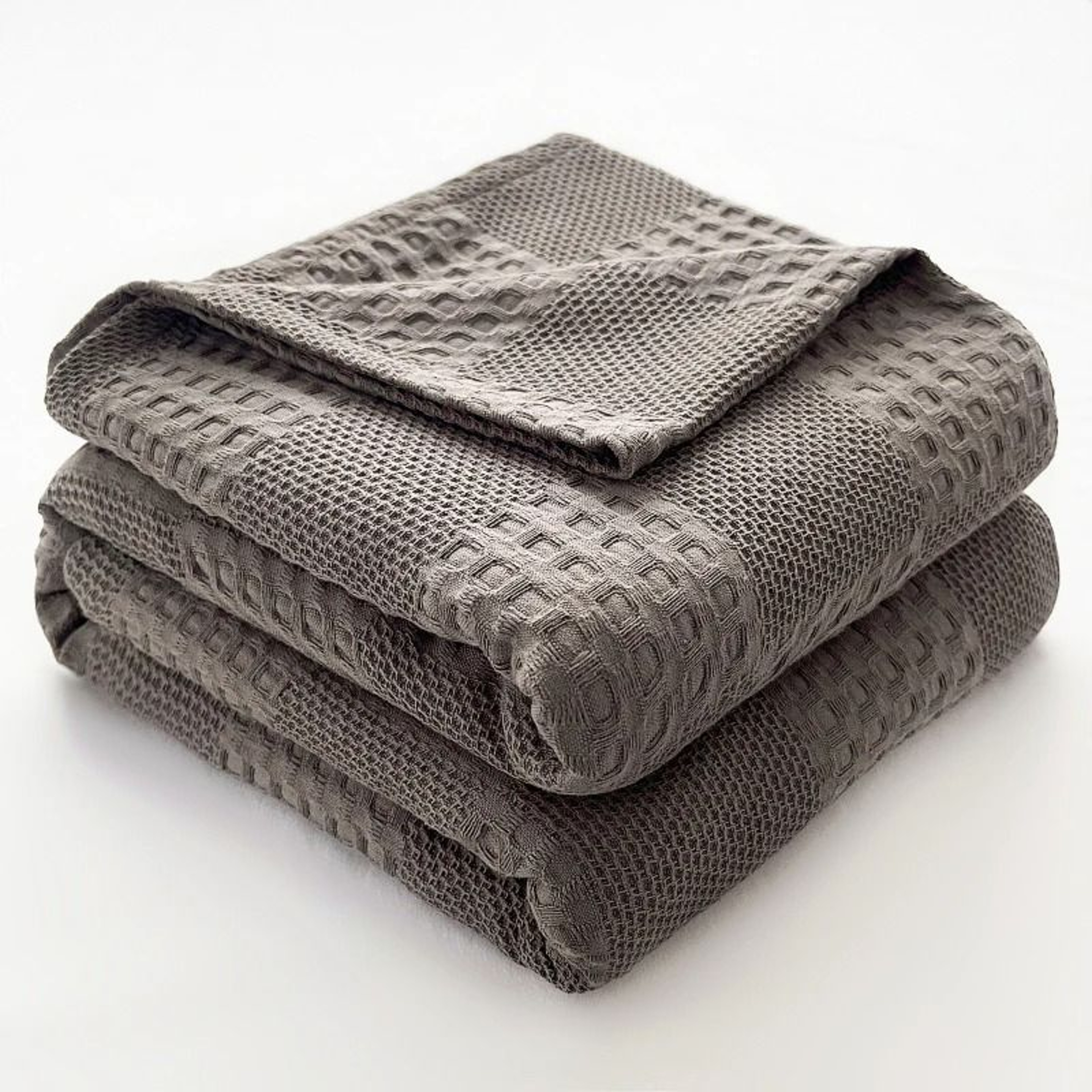 100 Cotton Waffle Weave Throw Blanket Soft Breathable Plaid Blanket For Sofa  Bed 6