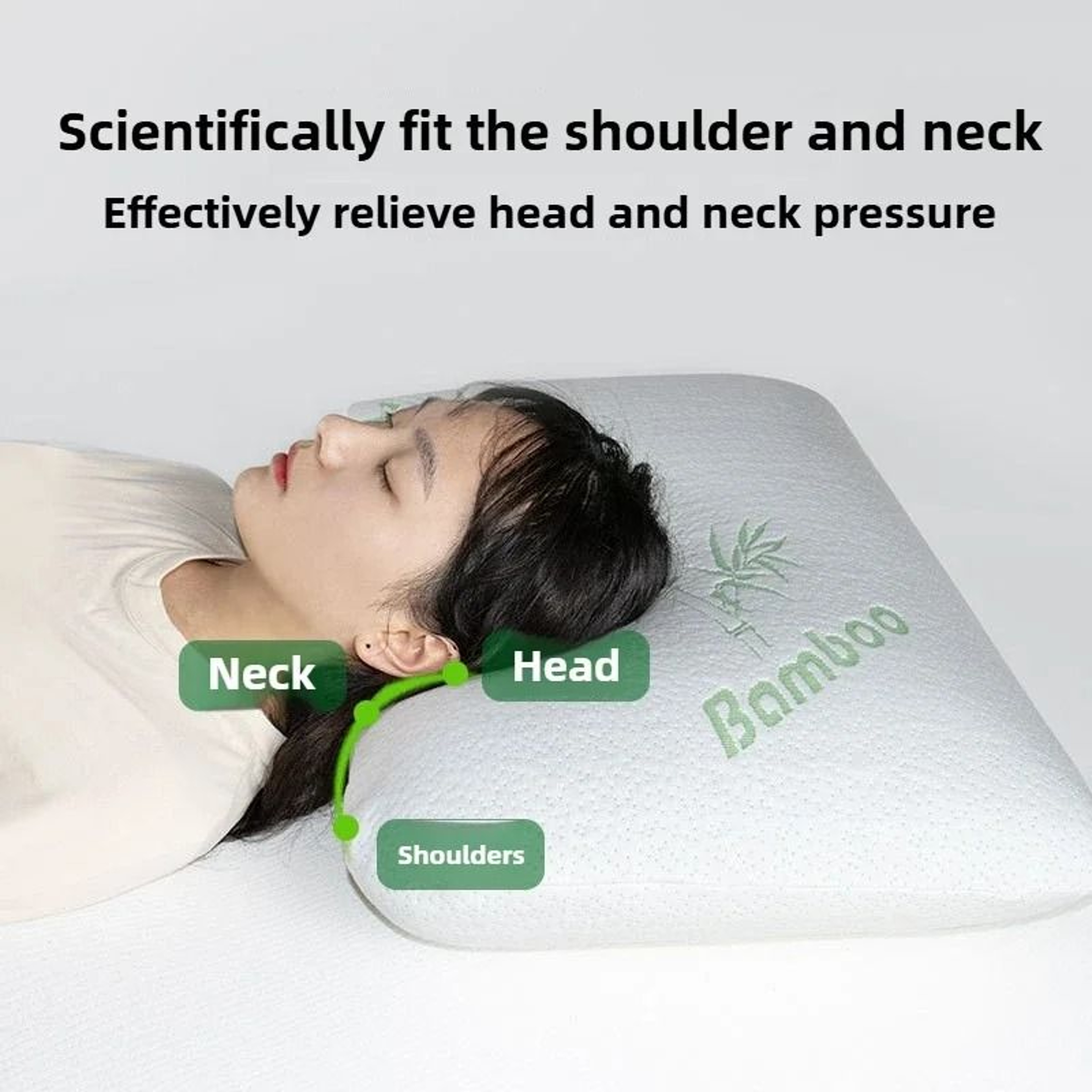 Slow Rebound Bamboo Fiber Bread Memory Foam Pillow Ergonomic Cervical Spine Neck Support Pillow 1