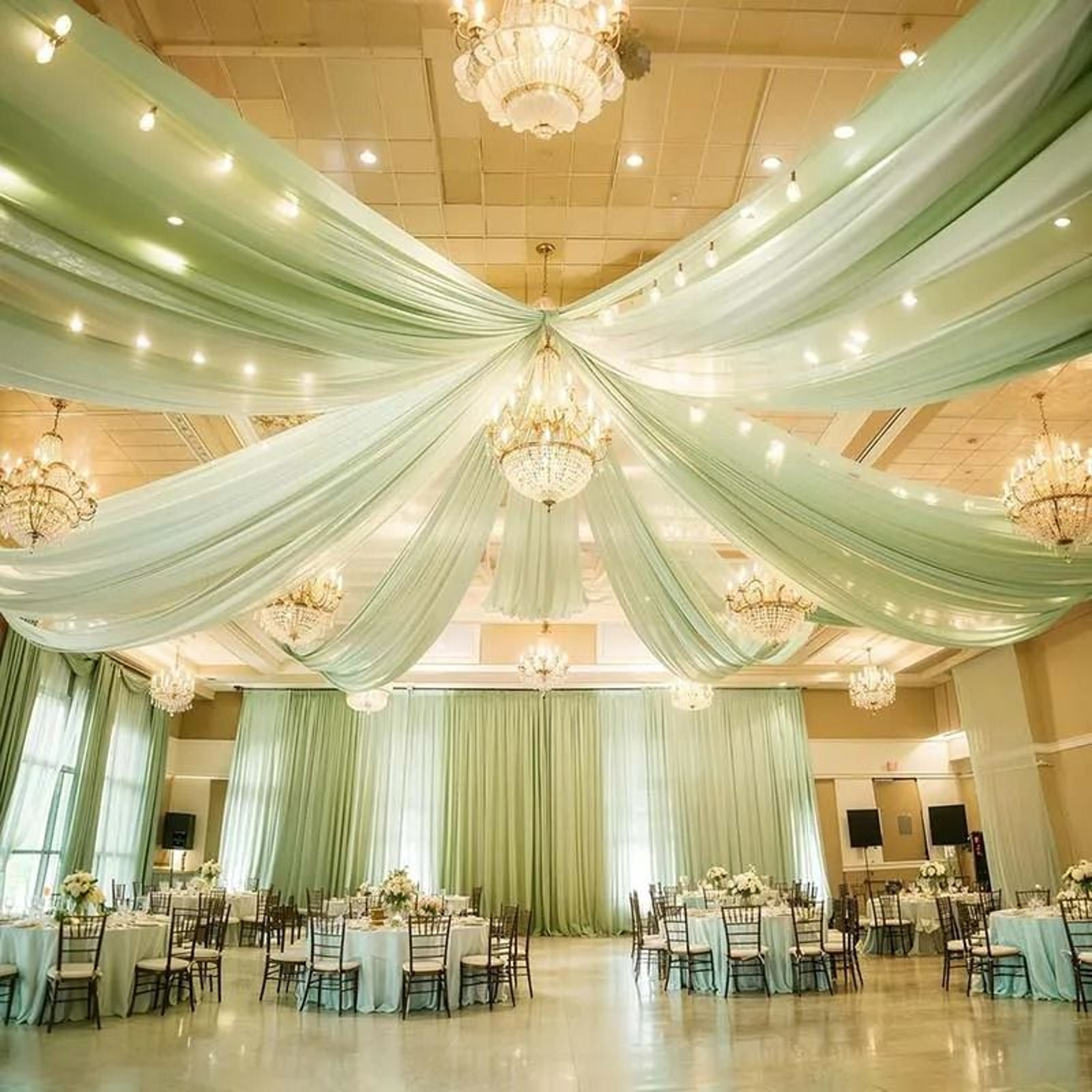 Wedding Ceiling Drapes  Arch Drapery Ethereal Sheer Chiffon Curtain For Wedding Reception Party  Be 1