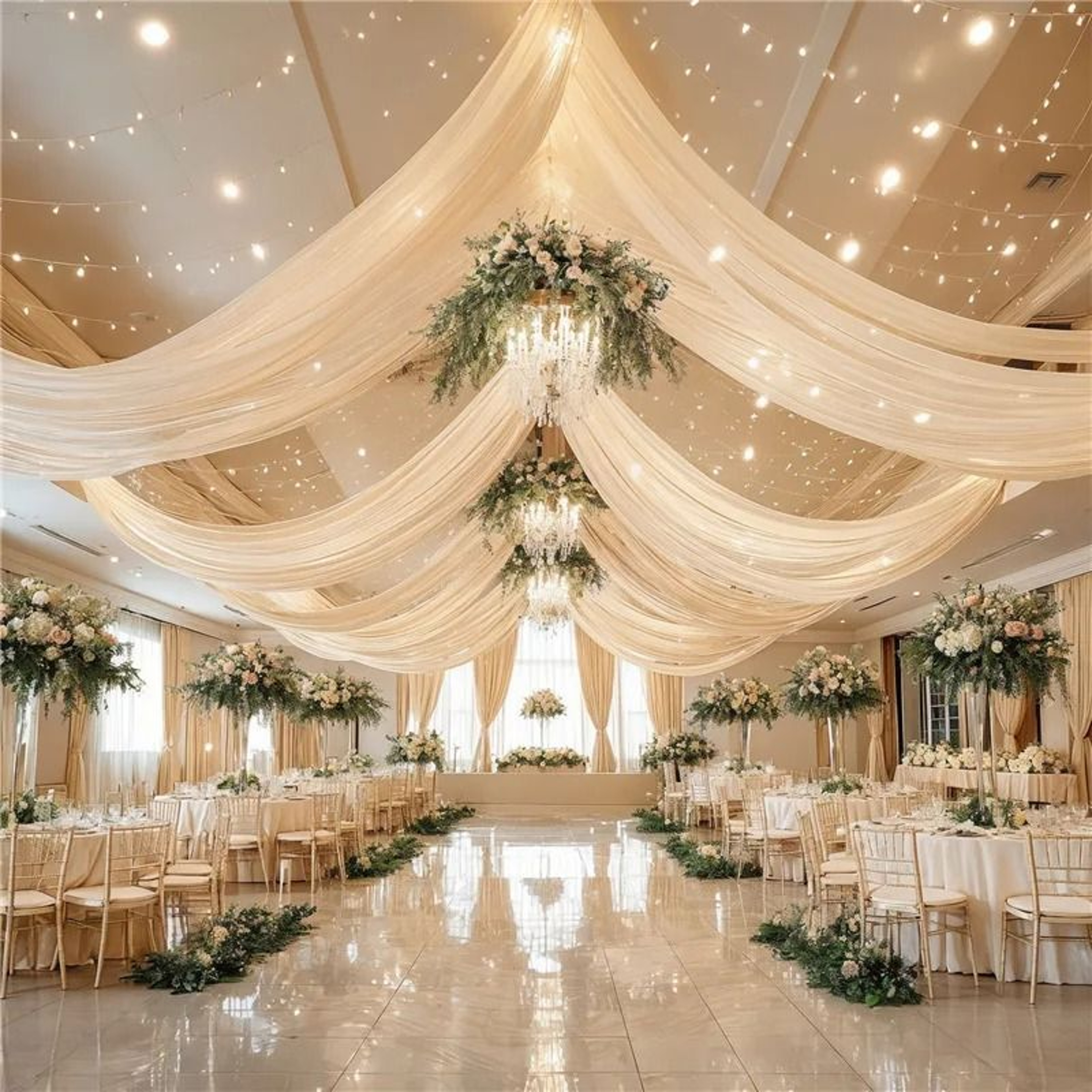 Wedding Ceiling Drapes  Arch Drapery Ethereal Sheer Chiffon Curtain For Wedding Reception Party  Be 2