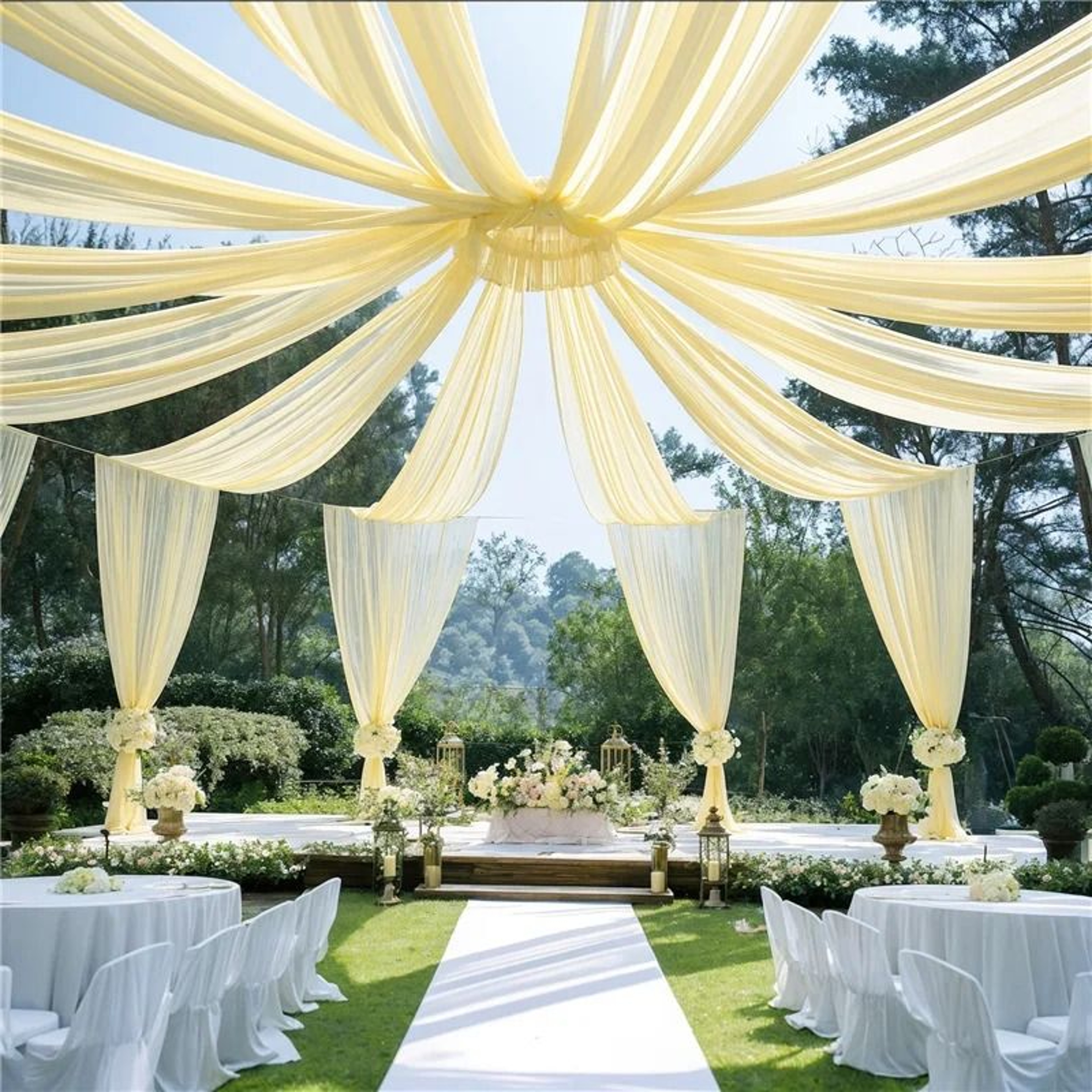 Wedding Ceiling Drapes  Arch Drapery Ethereal Sheer Chiffon Curtain For Wedding Reception Party  Be 11