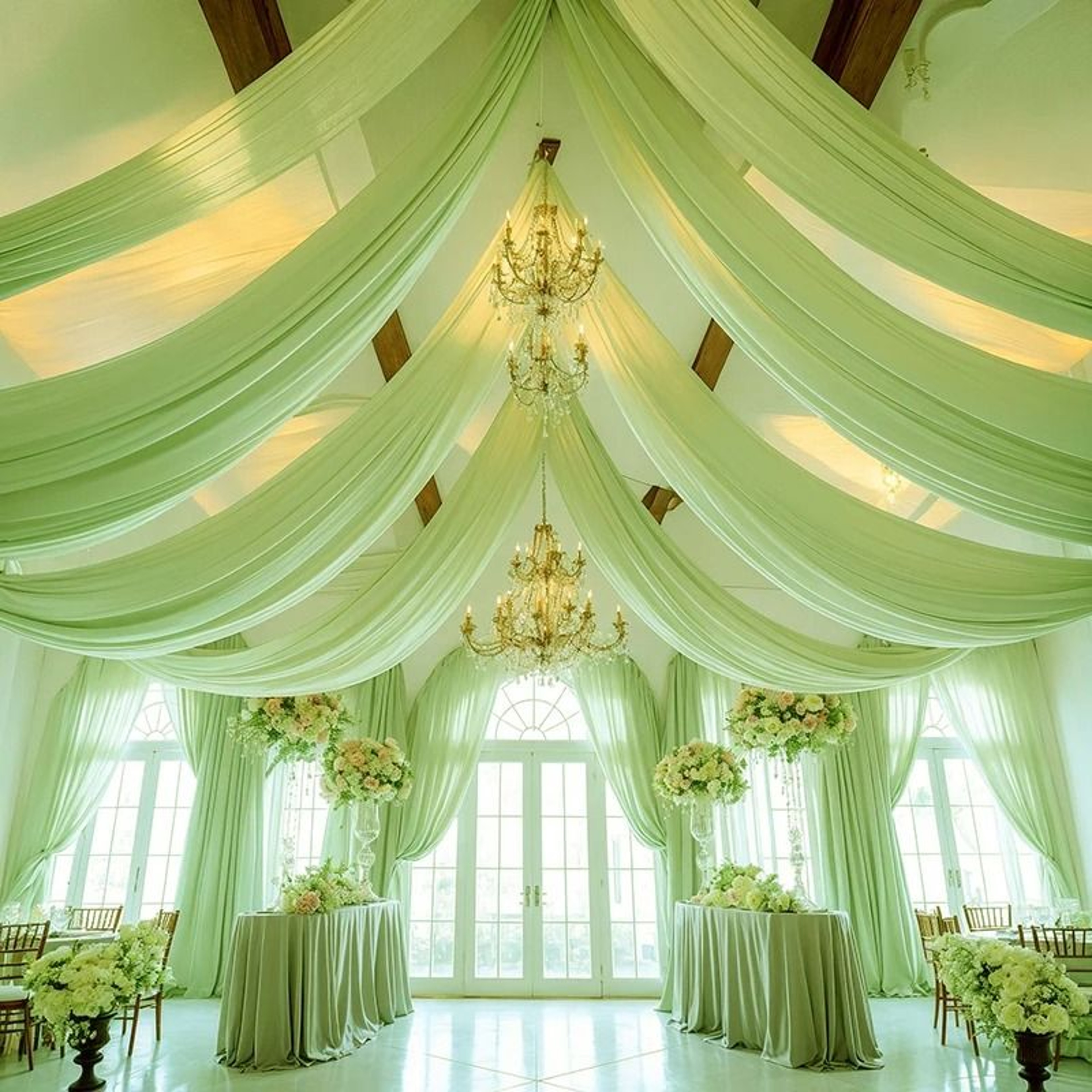 Wedding Ceiling Drapes  Arch Drapery Ethereal Sheer Chiffon Curtain For Wedding Reception Party  Be 19