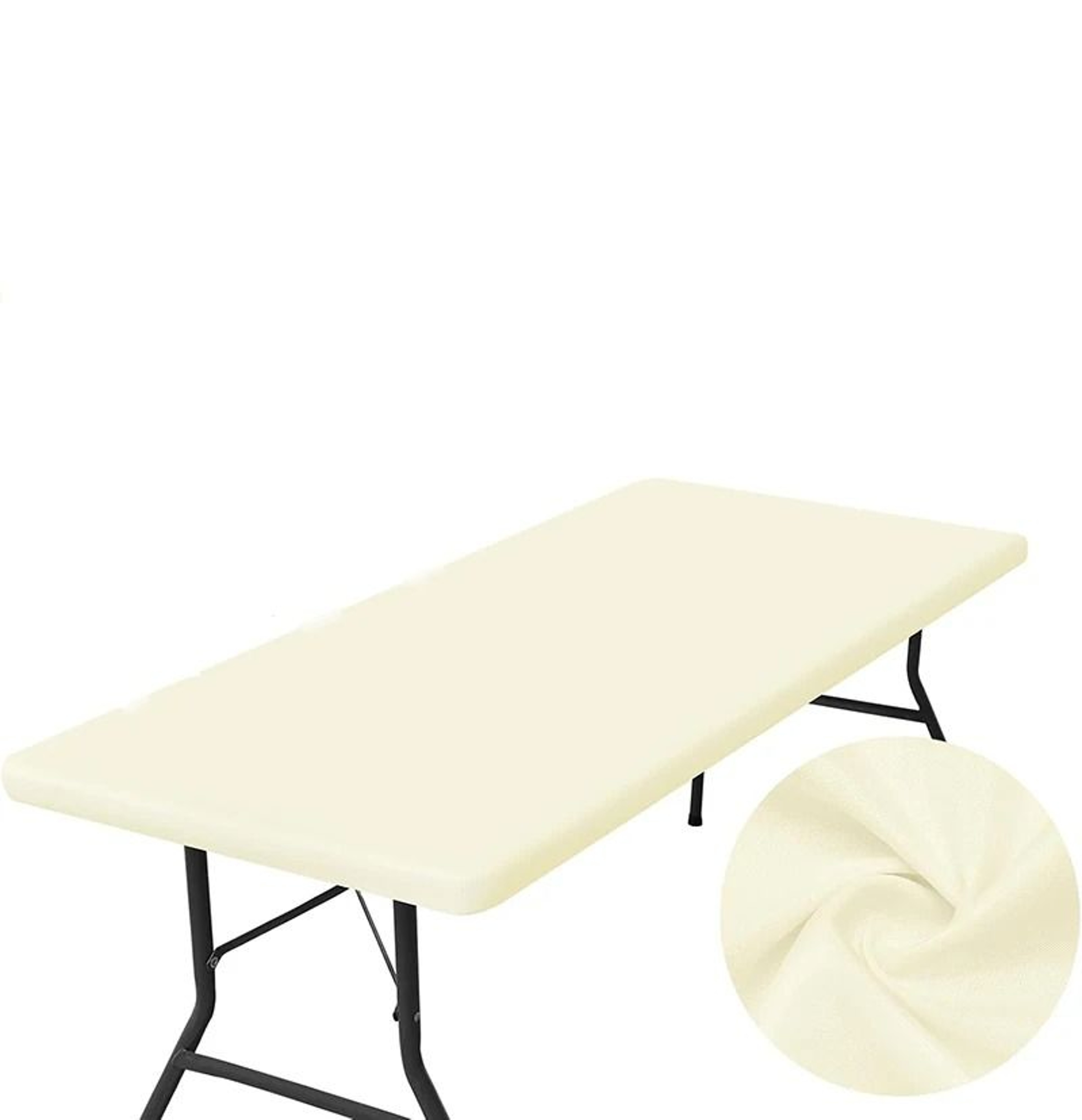 Fitted Elastic Spandex Stretch Tablecloth FormFitting White Cover For 6ft Rectangle  Round Tables 12