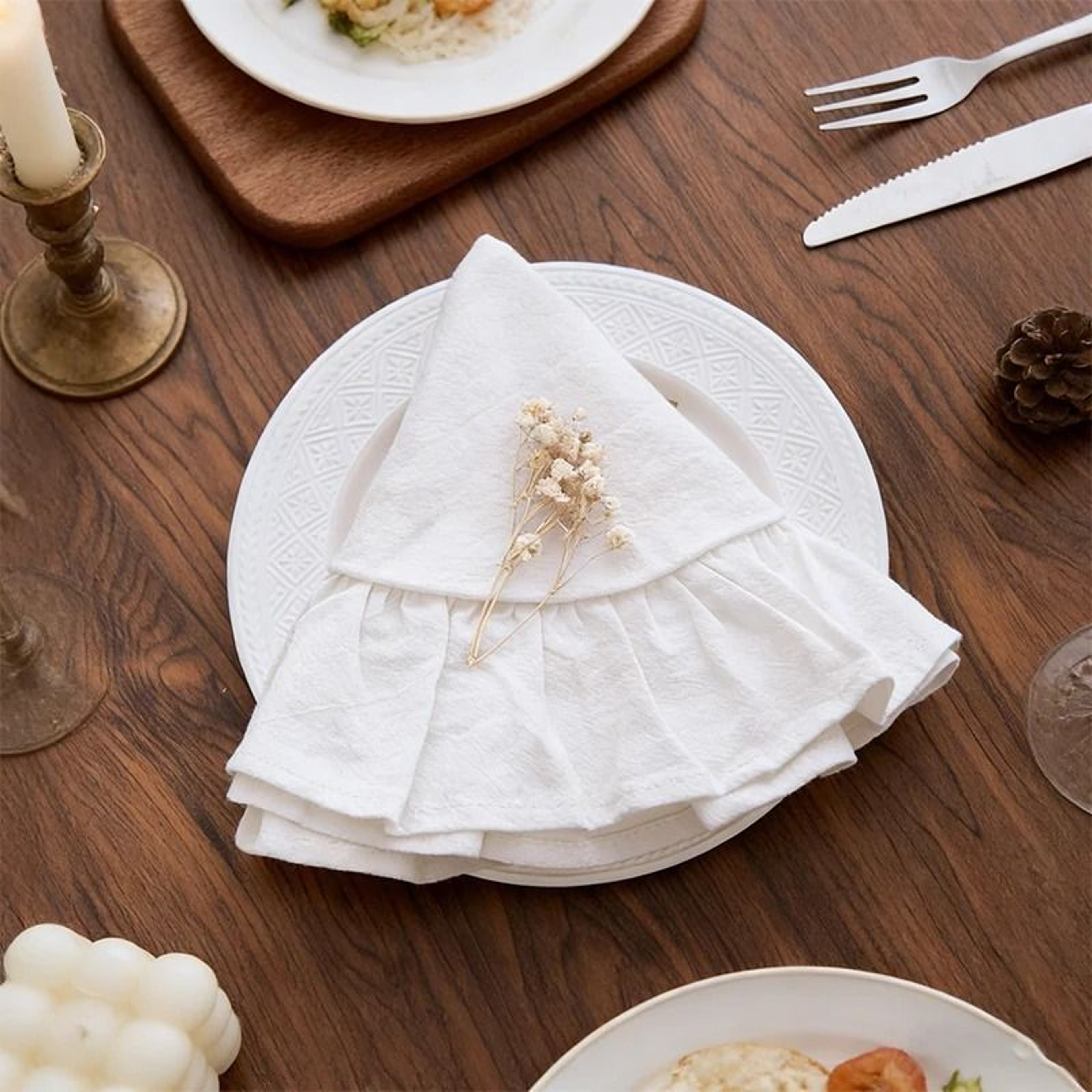 Set Of 4 Ruffle Placemats  Washable Cloth Napkins Farmhouse Table Mats For Dining Weddings  Home De 9