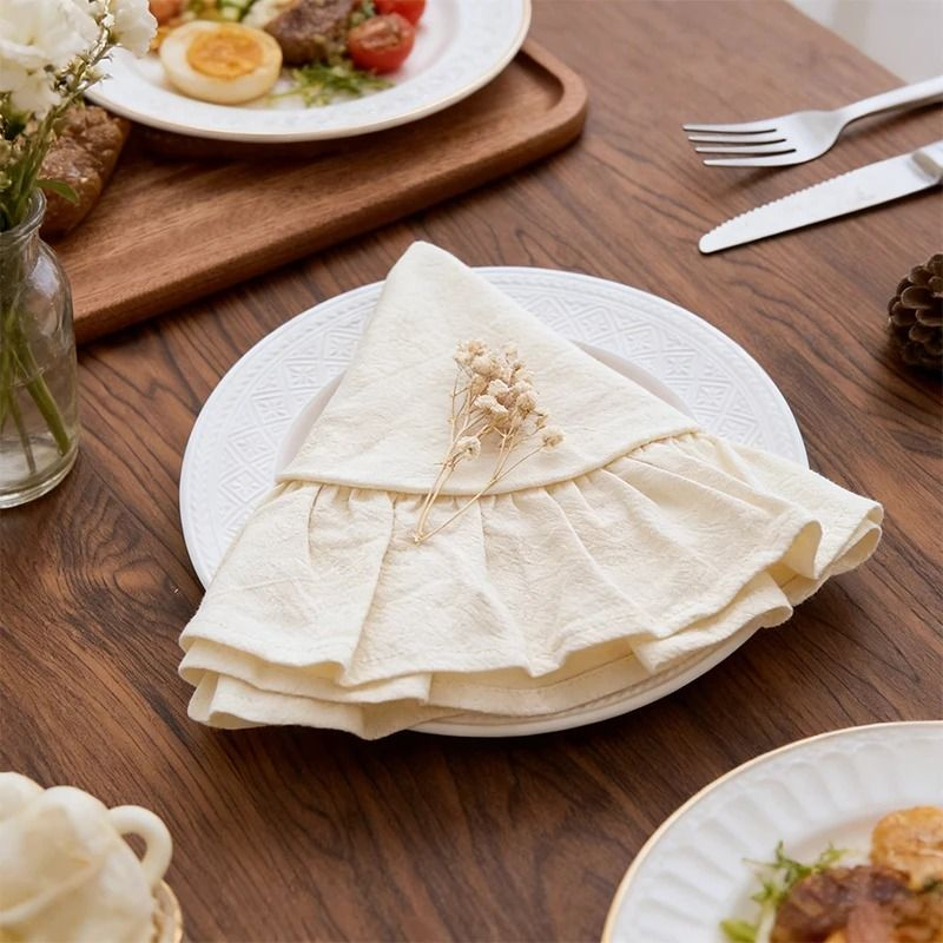 Set Of 4 Ruffle Placemats  Washable Cloth Napkins Farmhouse Table Mats For Dining Weddings  Home De 18