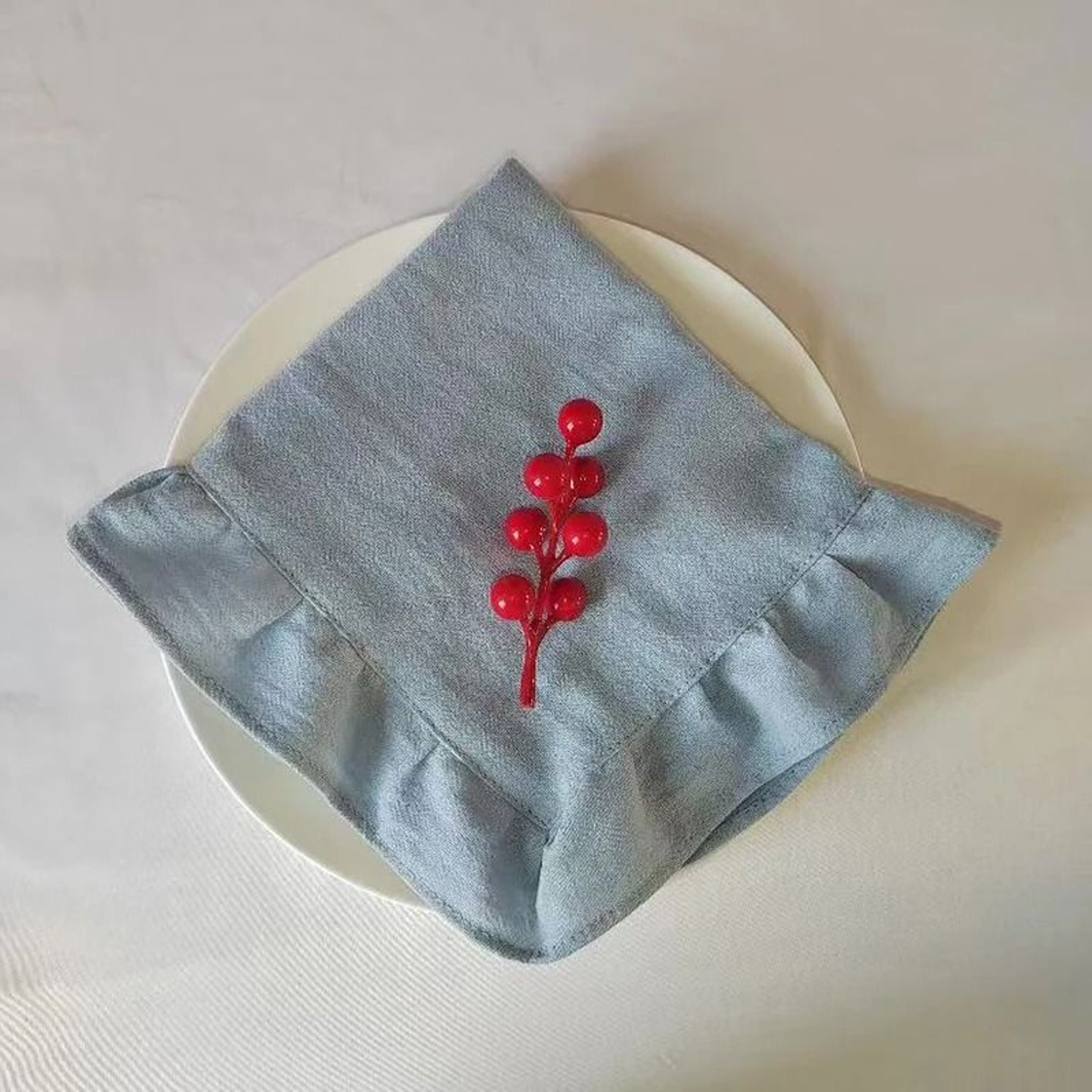 Set Of 4 Ruffle Placemats  Washable Cloth Napkins Farmhouse Table Mats For Dining Weddings  Home De 15
