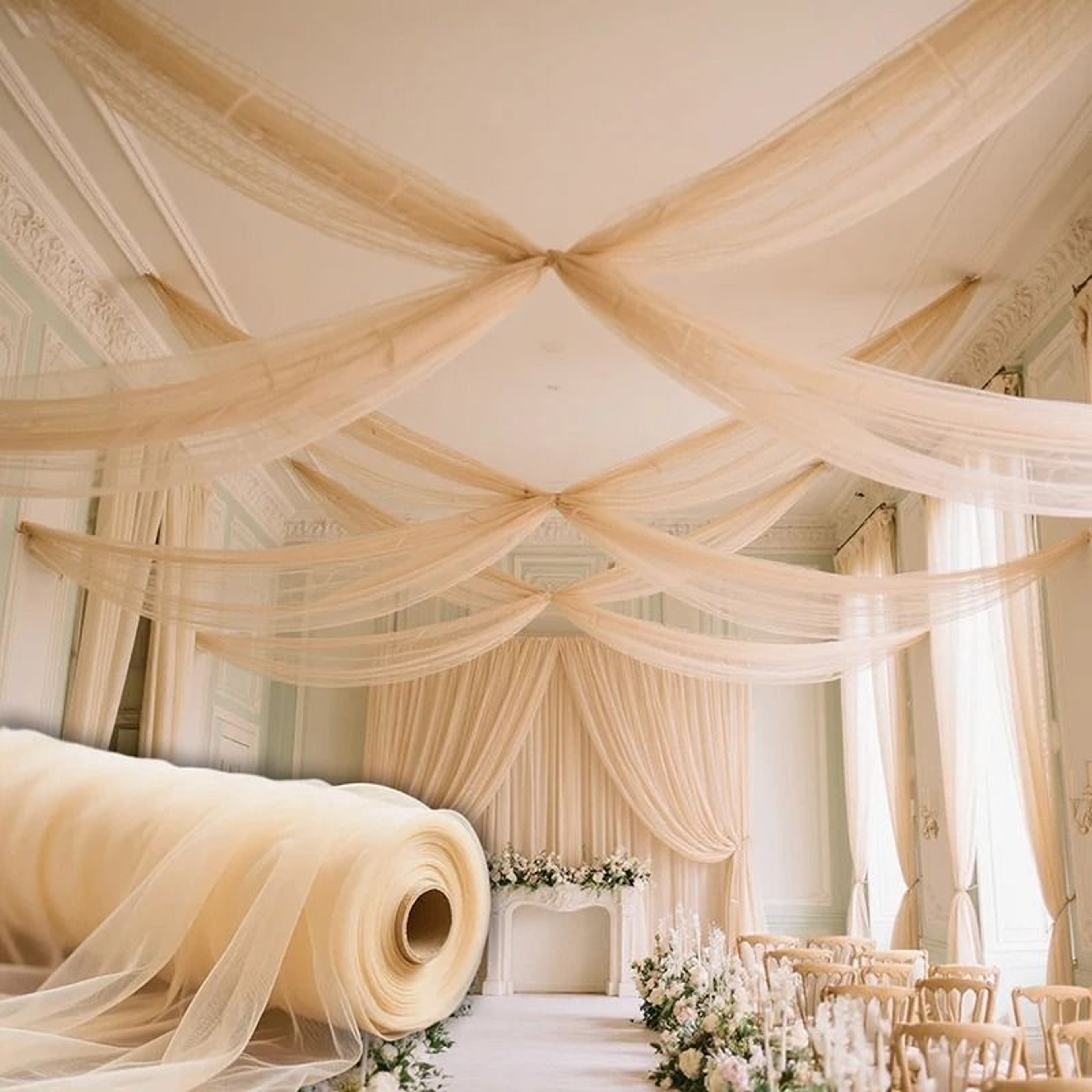 Organza Tulle Sheer Voile Fabric By The Meter 63Inch Wide Sheer Draping Material For Weddings  DIY  3