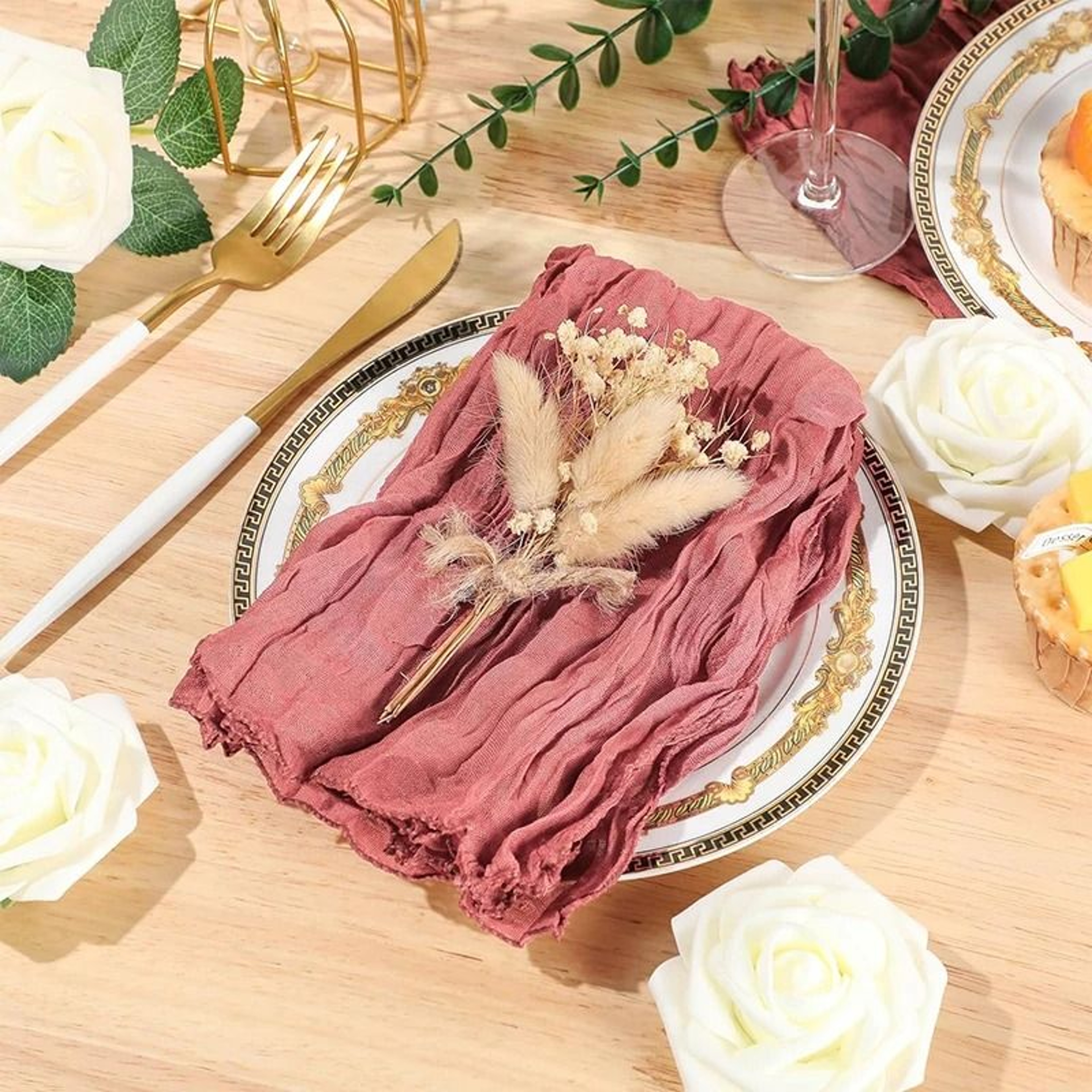 Beige Cheesecloth Gauze Napkins  Set Of 6 Washable 197x197 Inch Dinner Table Napkins For Weddings   16