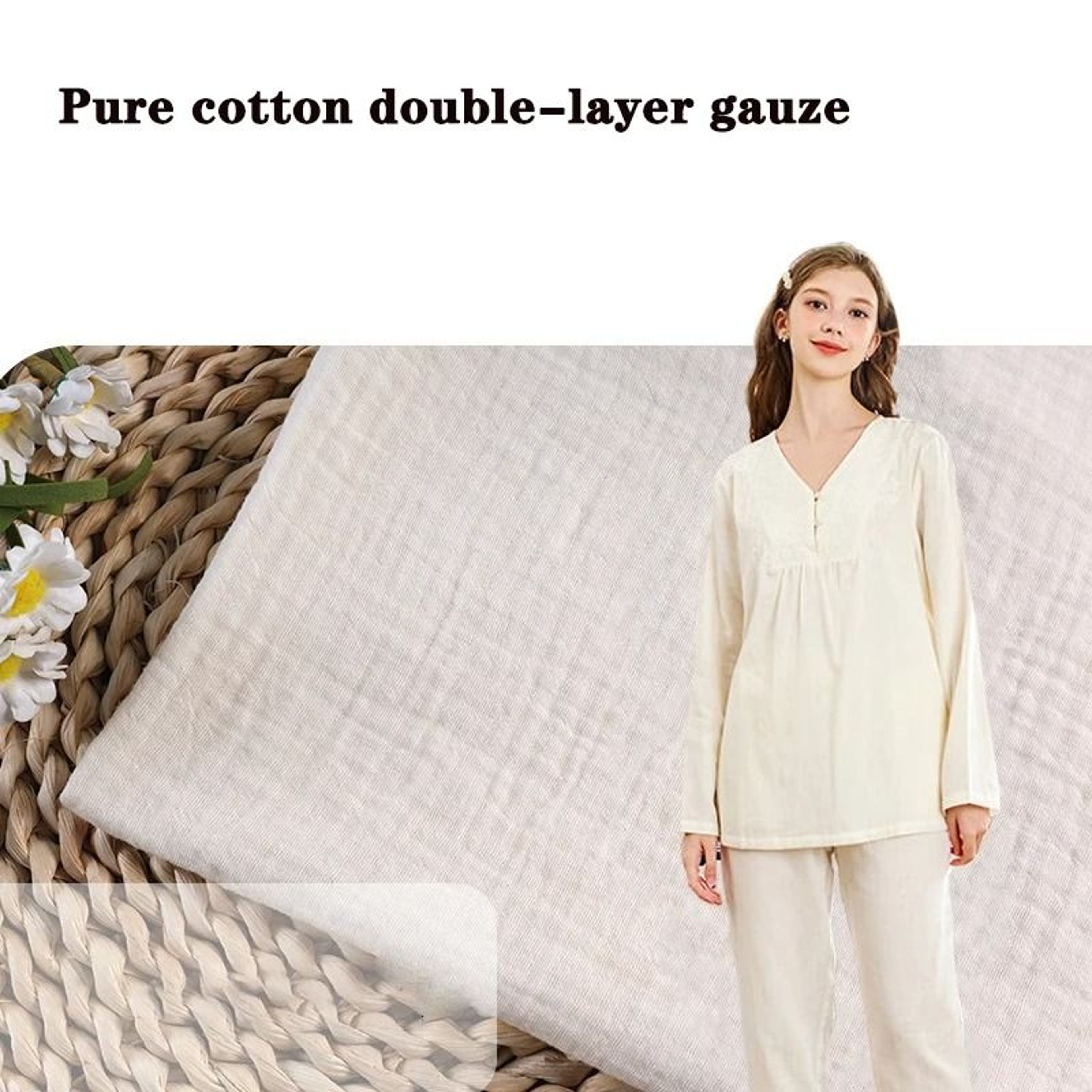 Double Gauze Cotton Muslin Fabric By The Meter Soft DIY Craft  Sewing Material For Dresses  Runners 1