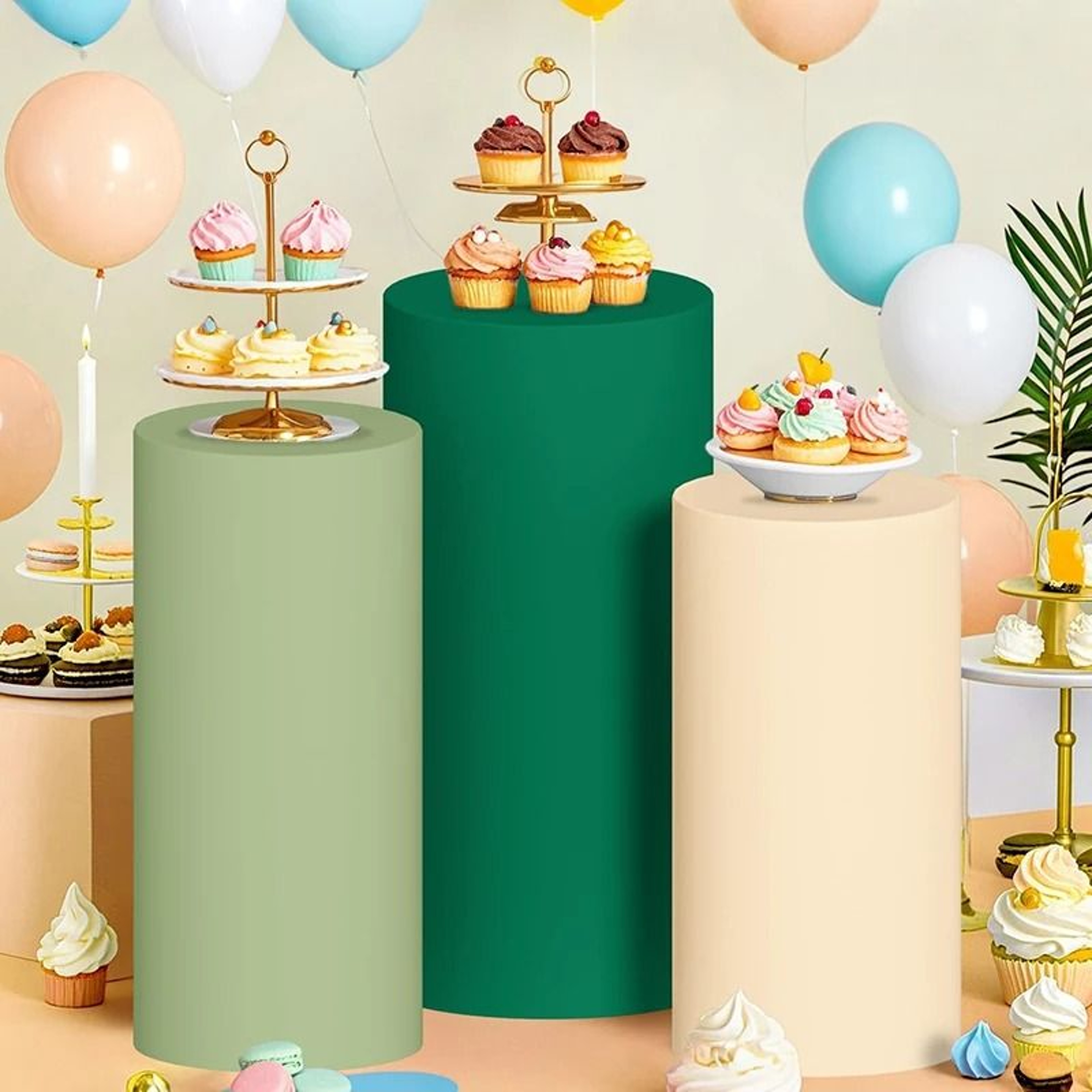 Spandex Cylinder Pedestal Stand Covers Elastic Round Plinth Pillar Covers For Weddings  Parties 0