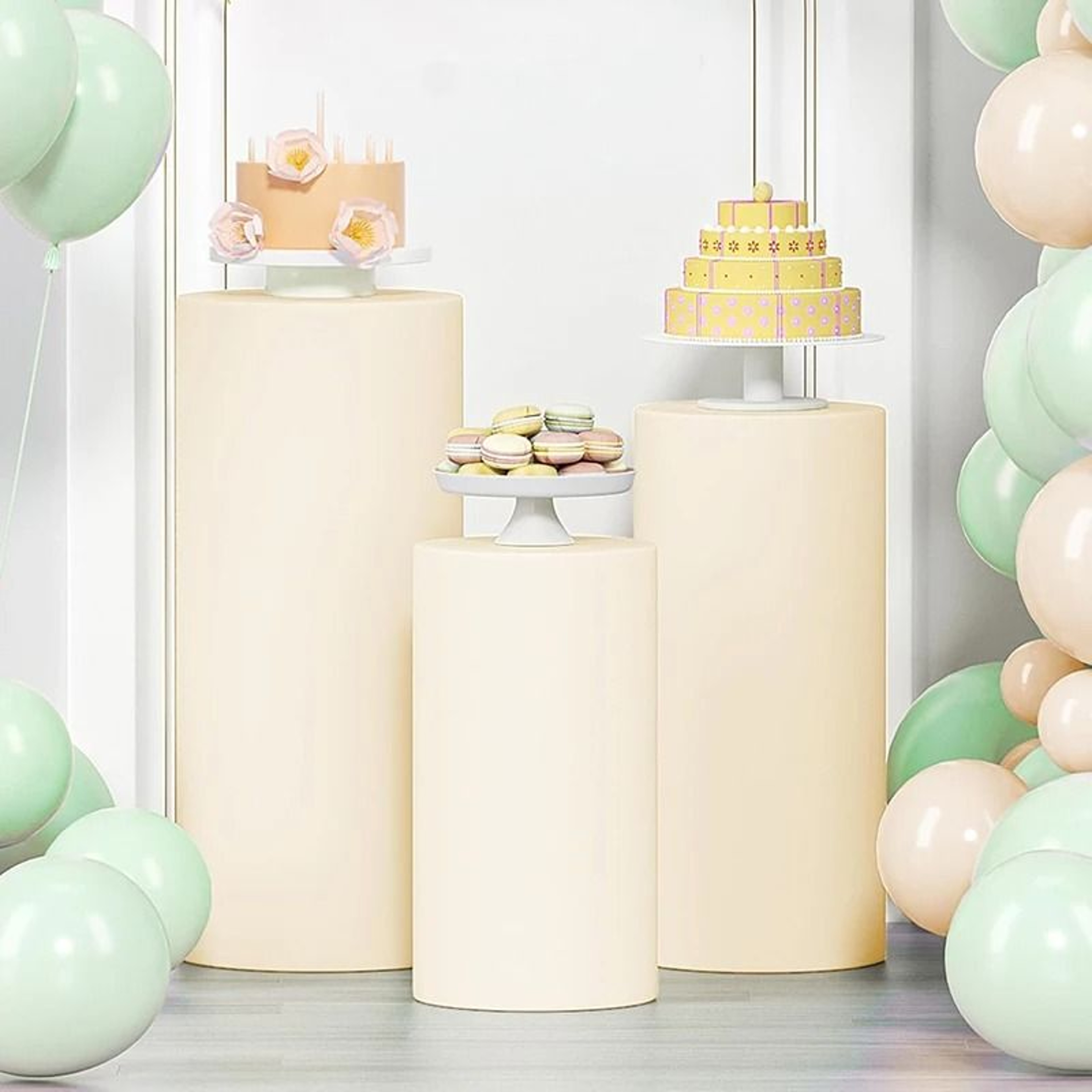 Spandex Cylinder Pedestal Stand Covers Elastic Round Plinth Pillar Covers For Weddings  Parties 6