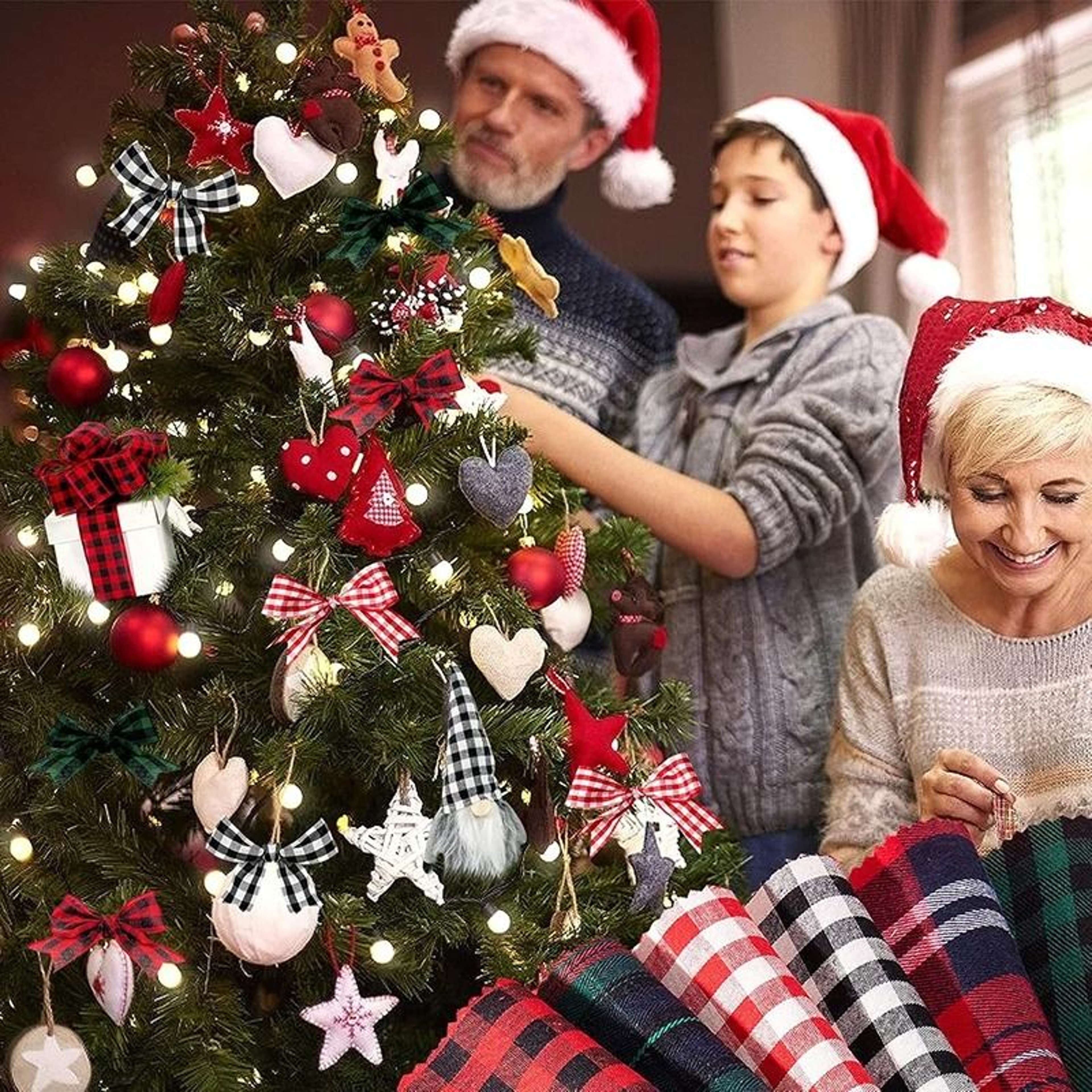 Retro Christmas Buffalo Plaid 100 Cotton Fabric By The Meter DIY Sewing  Quilting Material 2