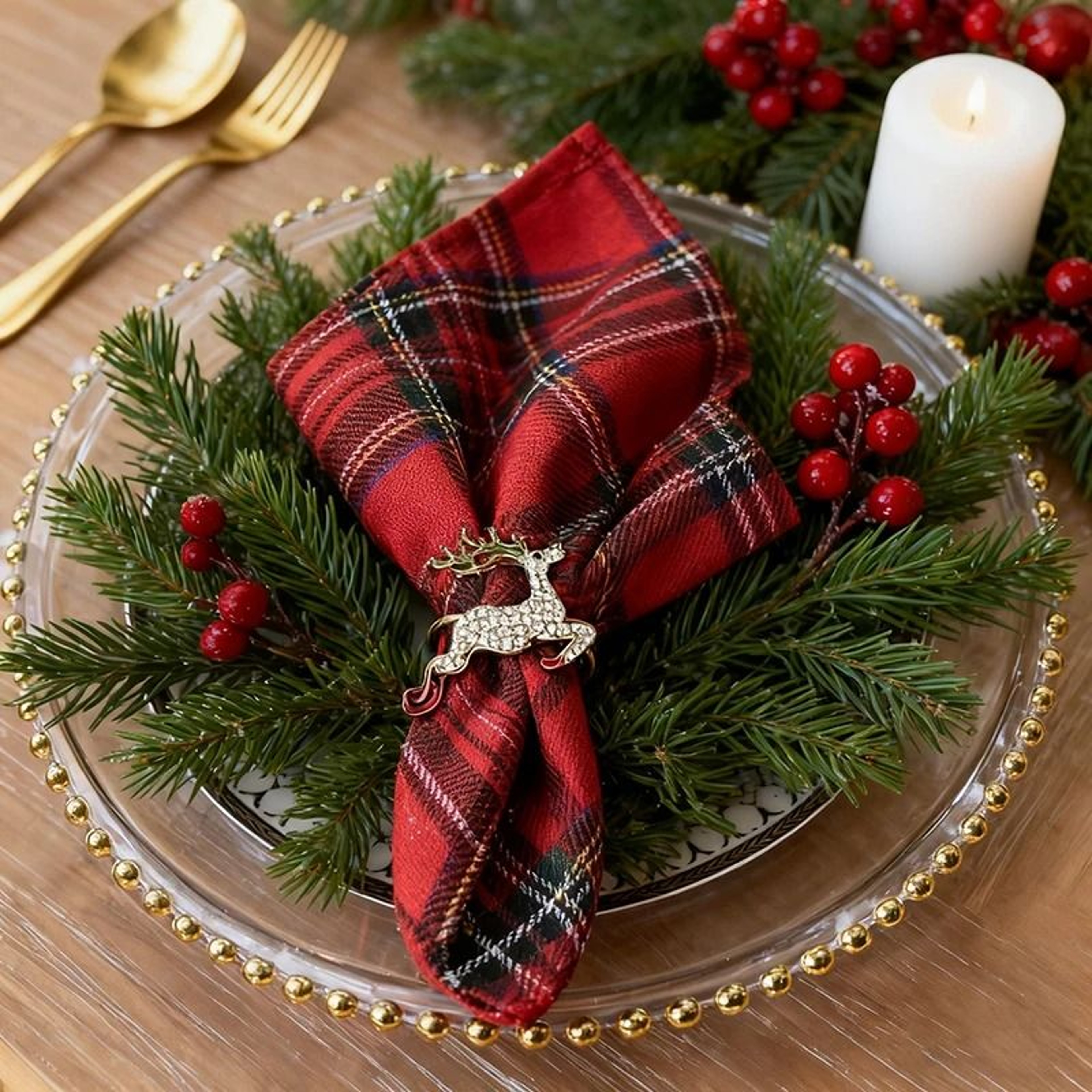 Christmas Buffalo Check Cotton Placemats Set Of 4 Reusable Xmas Dinner Mats For Kitchen 0