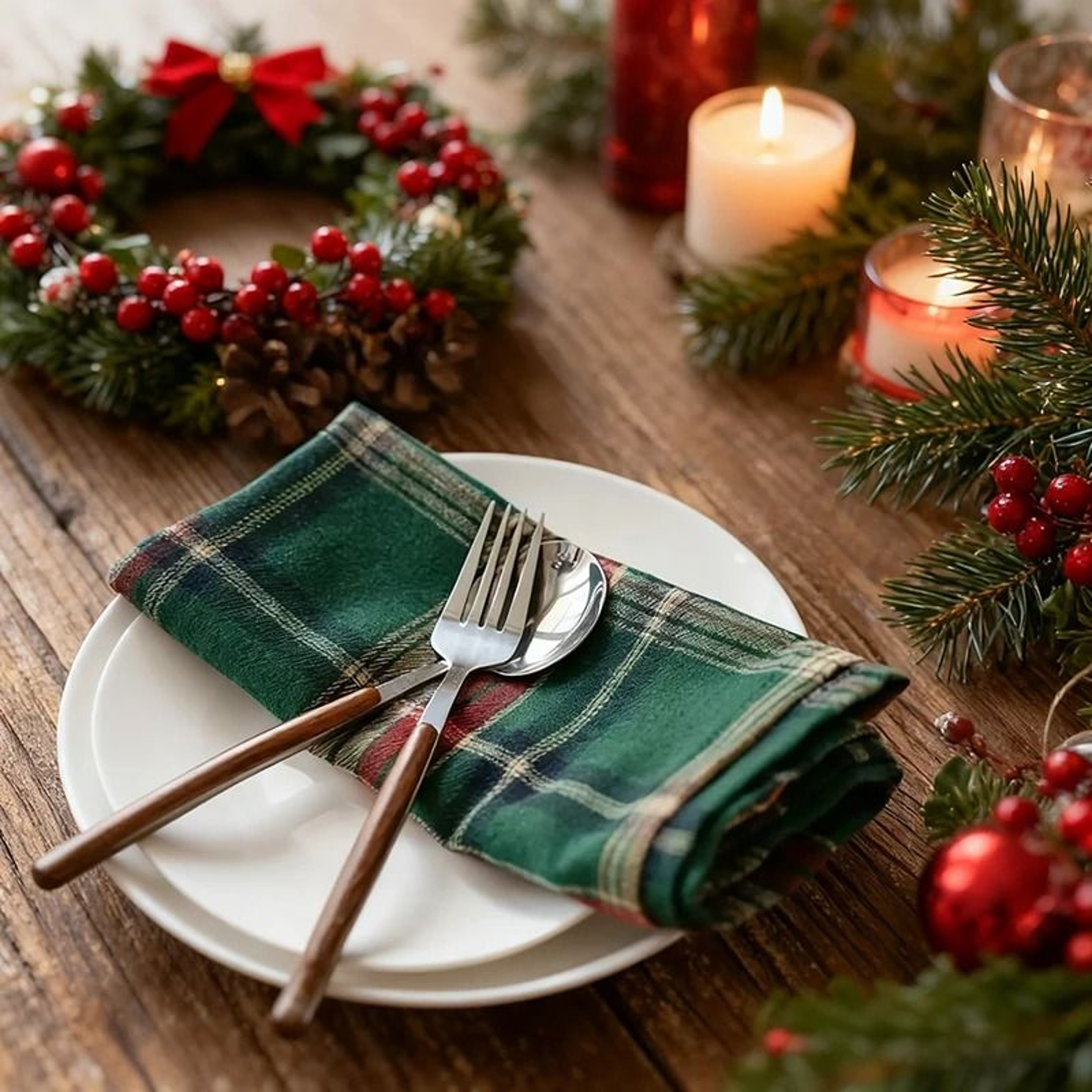 Christmas Buffalo Check Cotton Placemats Set Of 4 Reusable Xmas Dinner Mats For Kitchen 2