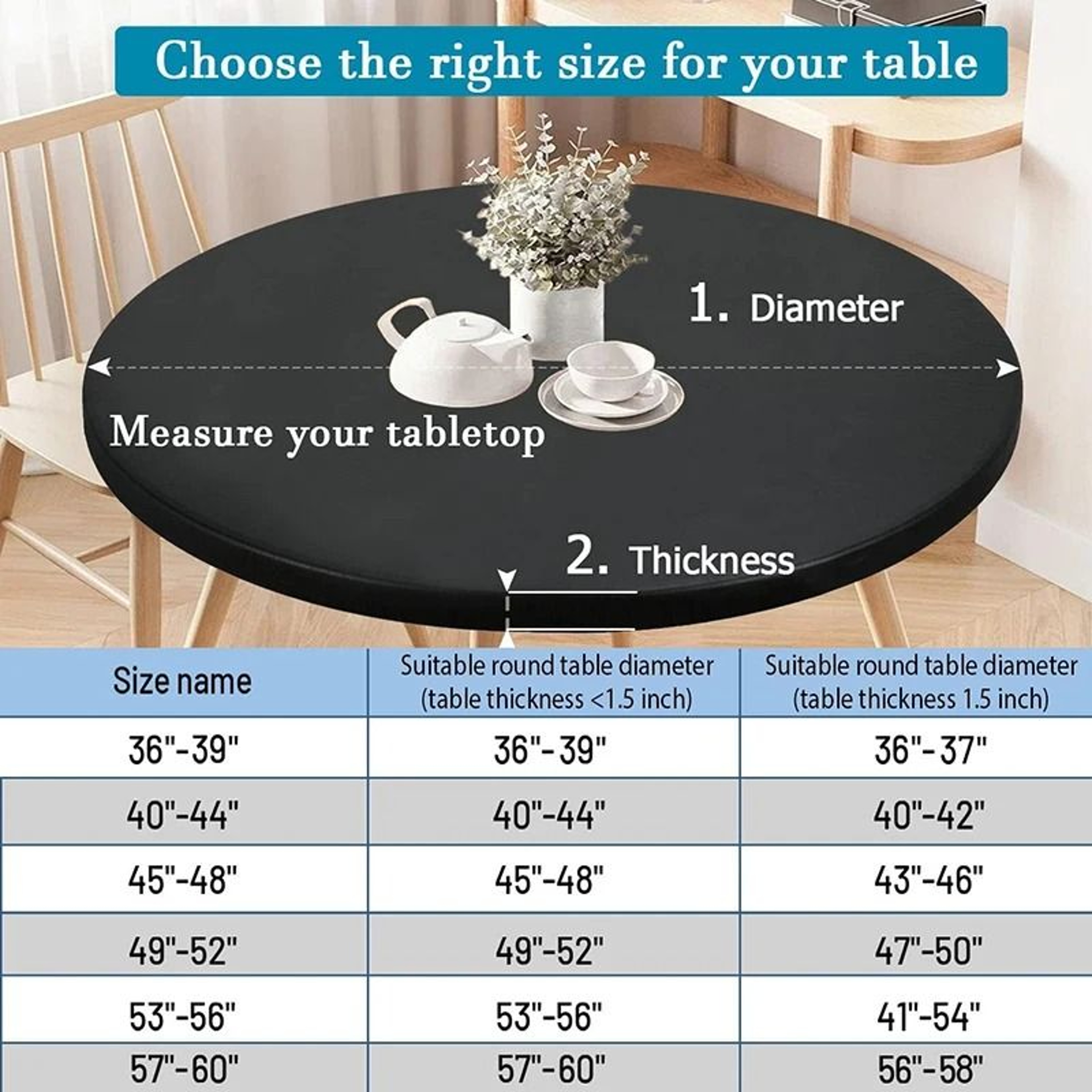 Round Spandex Elastic Tablecloth Dustproof Stretch Fitted Cover For Picnic Dining  Wedding 5