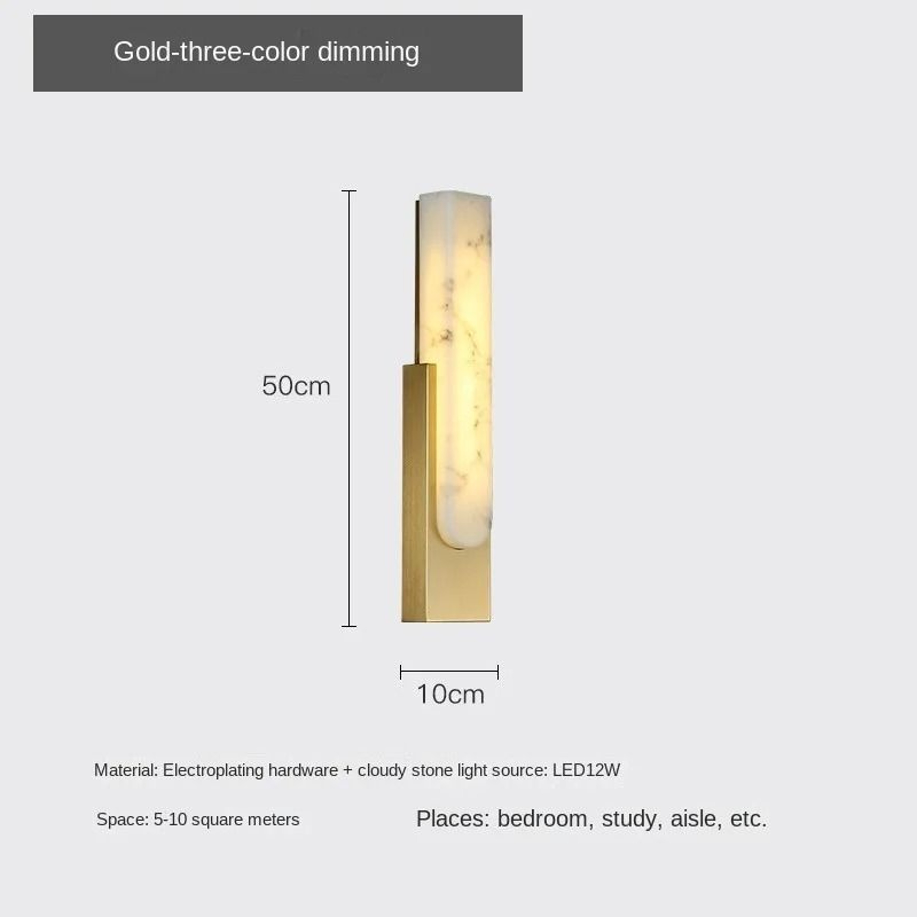 Luxury Gold LED Marble Wall Lamp Nordic Natural Stone Sconce For Bedside Living Room Aisle  Hotel D 10