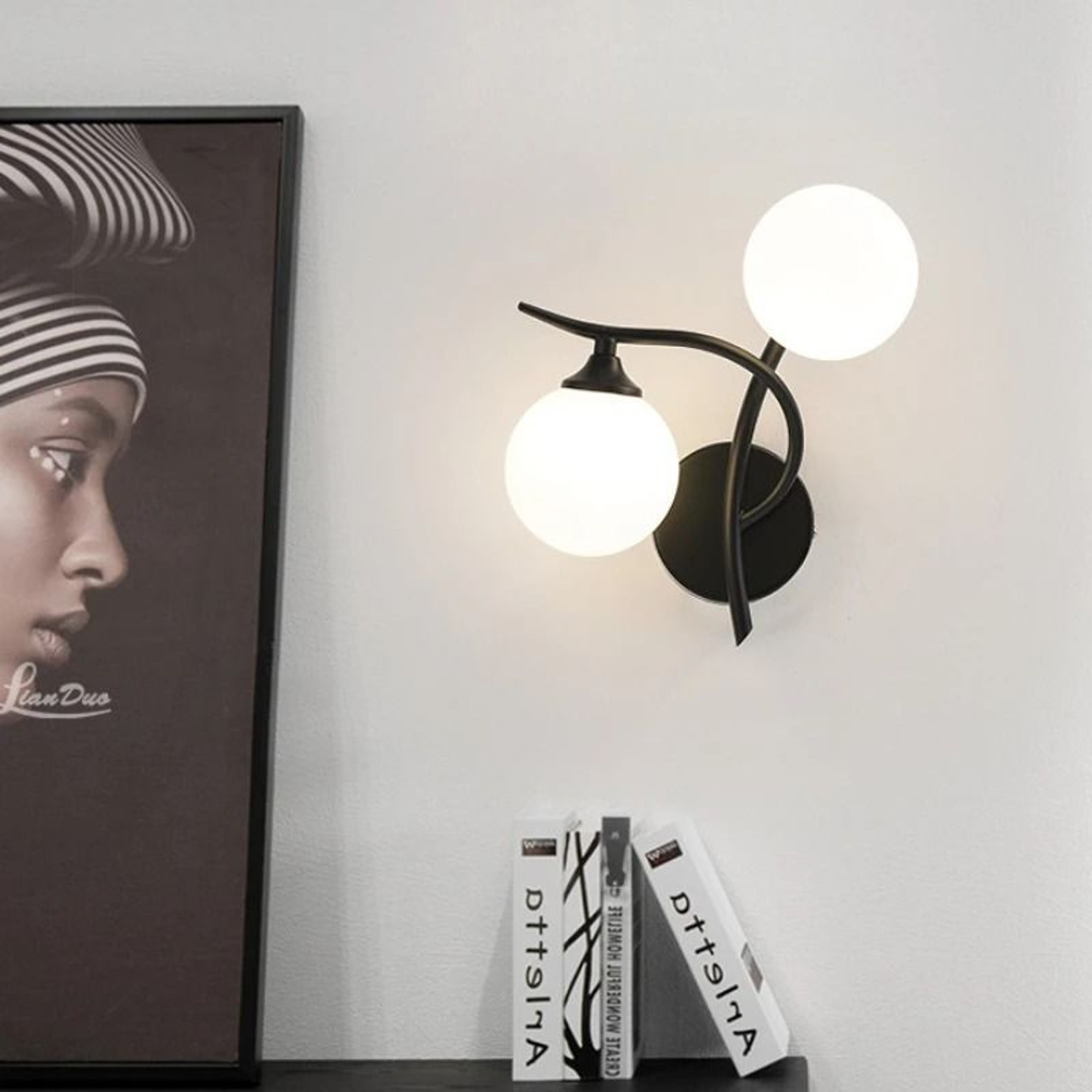 Modern Nordic Iron Wall Lamp With Glass Ball Shade Decorative Indoor Sconce For Bedroom Bedside Stu 1