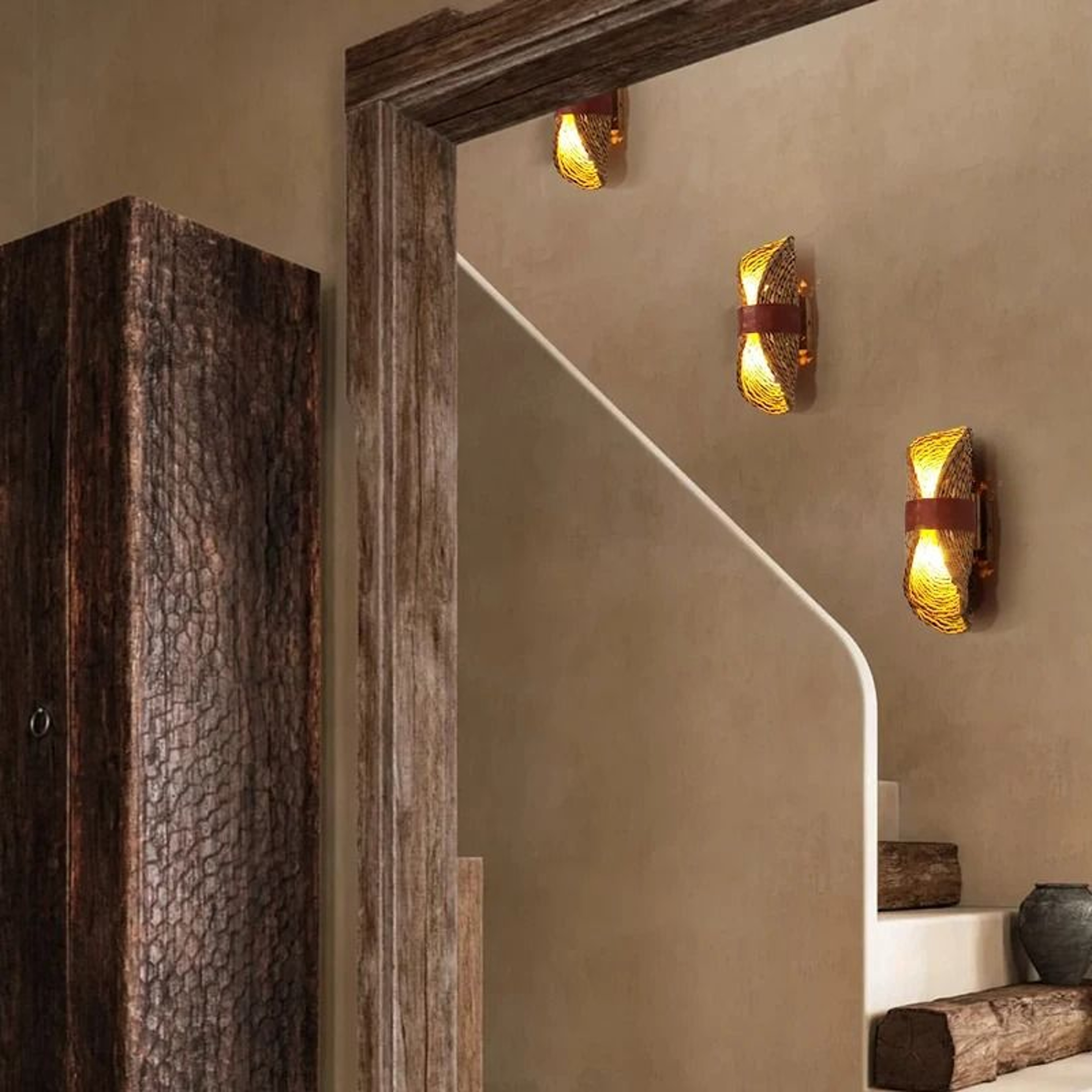 Hand Woven Rattan Wall Lamp Japanese Retro WabiSabi Style Natural Material Sconce For Tea Room Bedr 3