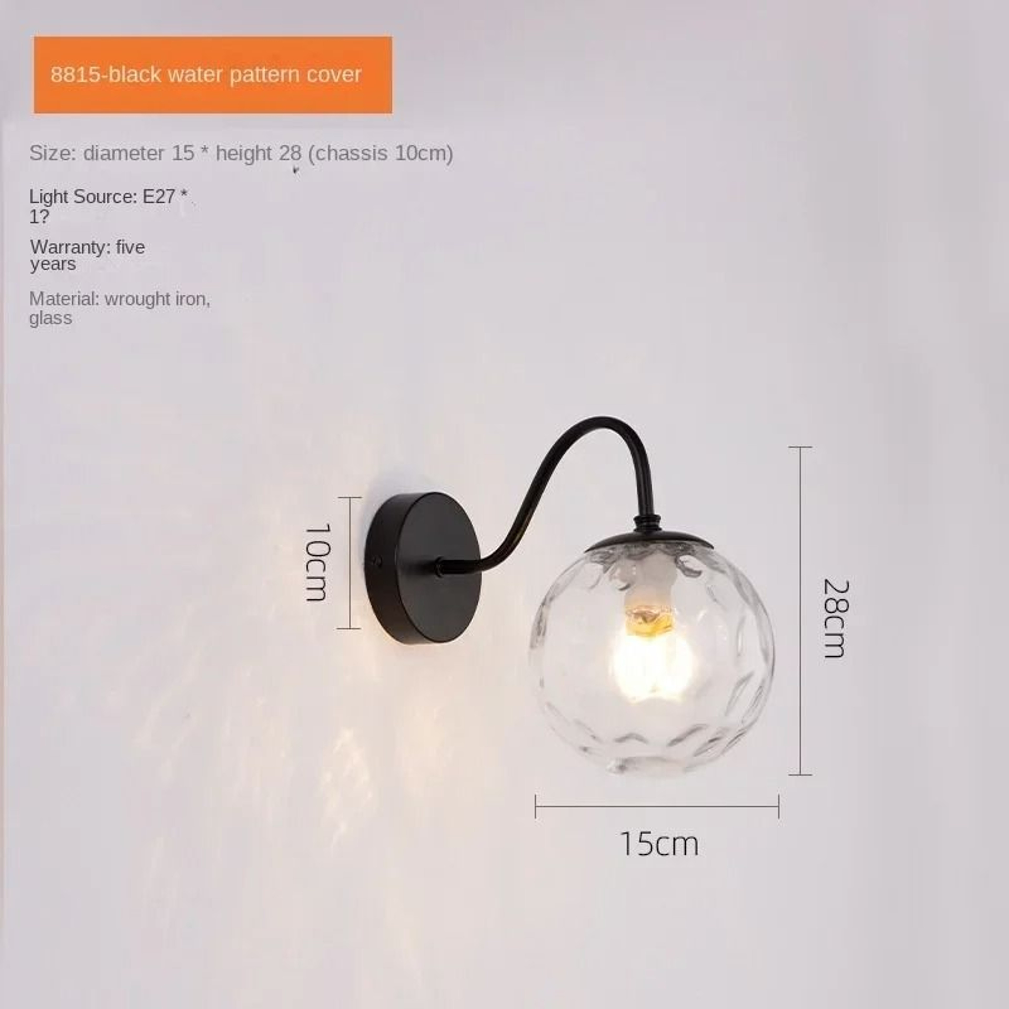 Modern LED Glass Ball Wall Lamp Gold Sconce For Bedroom Living Room  Corridor 8