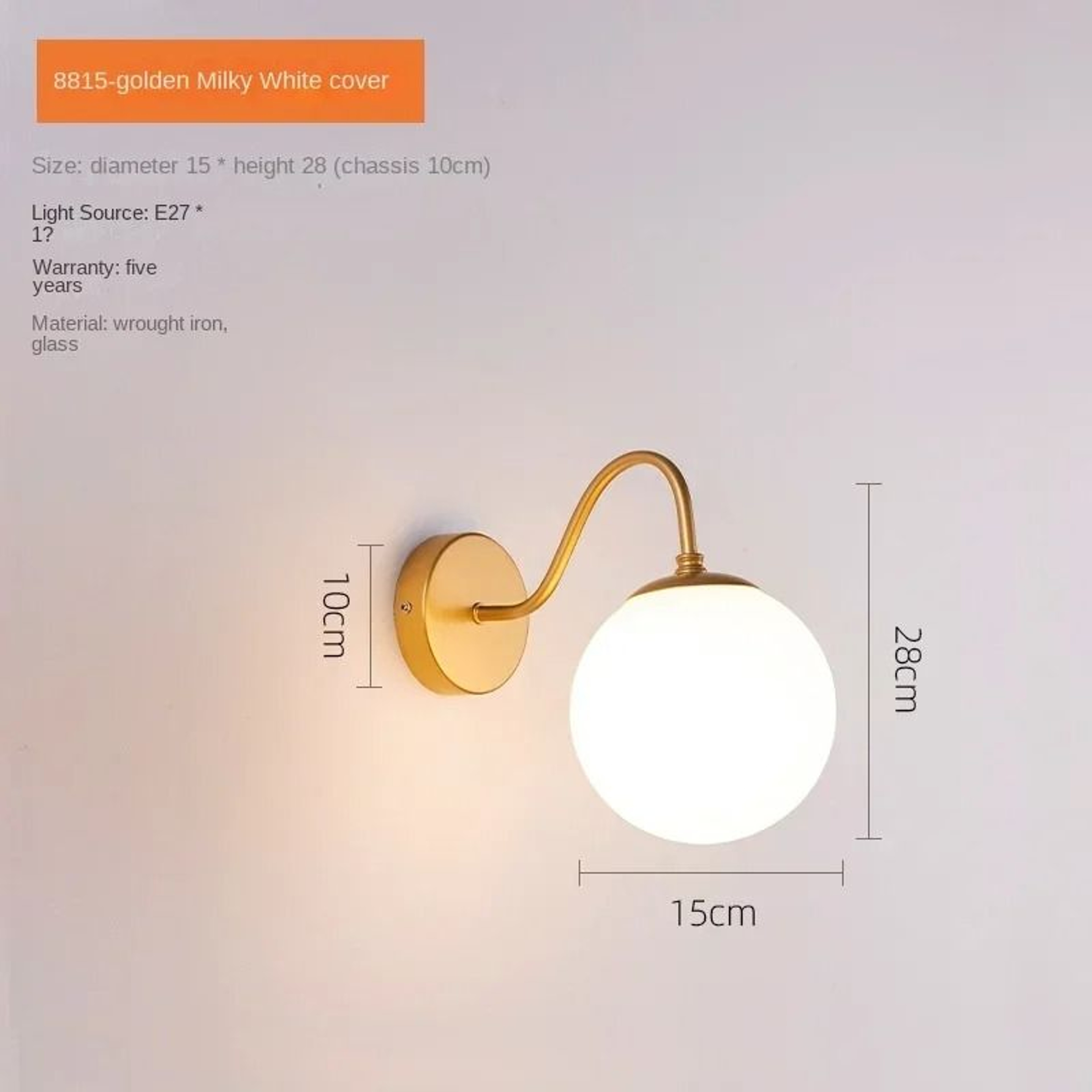 Modern LED Glass Ball Wall Lamp Gold Sconce For Bedroom Living Room  Corridor 7
