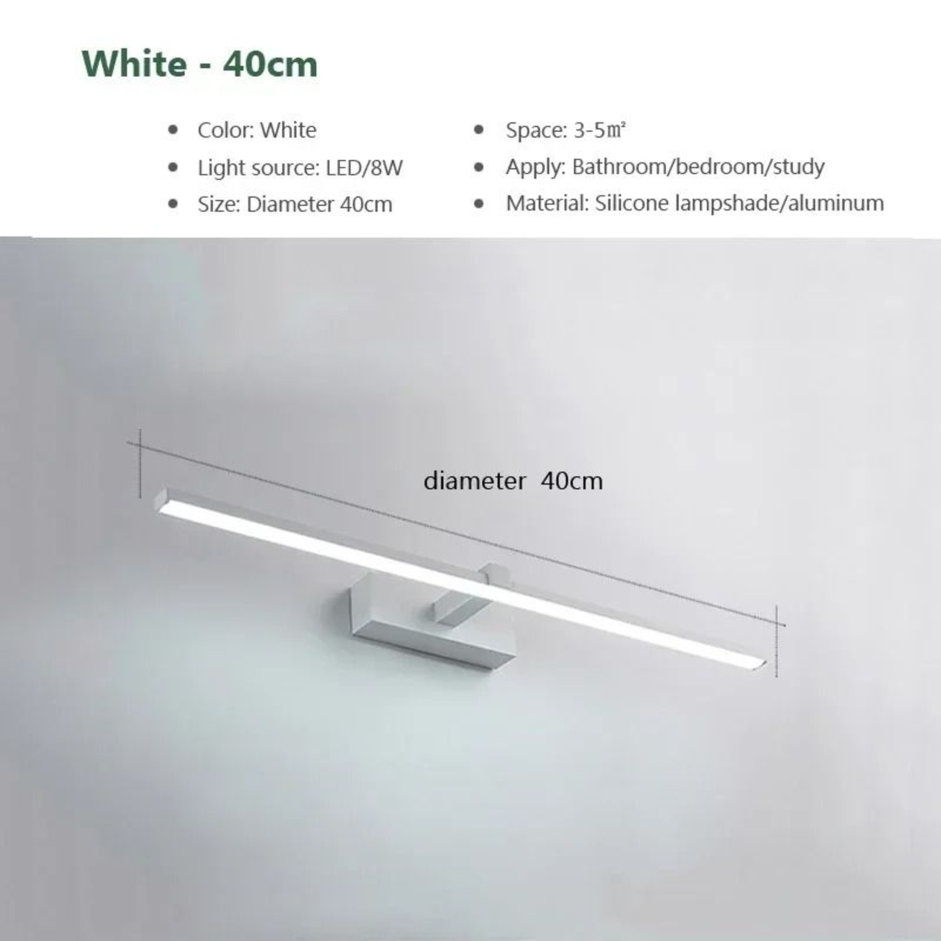 Modern 3Color LED Bathroom Mirror Wall Light Aluminum Linear Vanity Sconce Hardware 7