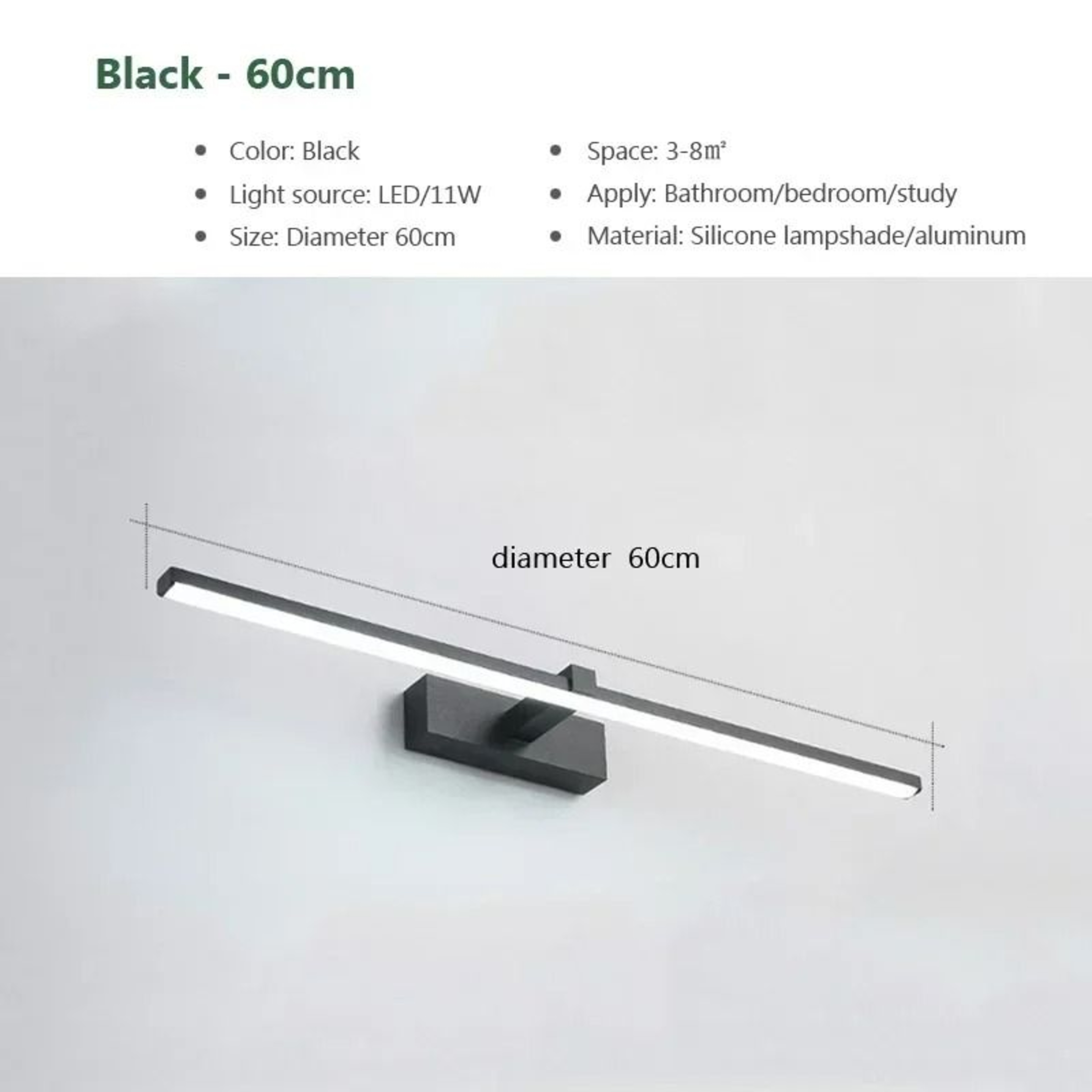 Modern 3Color LED Bathroom Mirror Wall Light Aluminum Linear Vanity Sconce Hardware 11