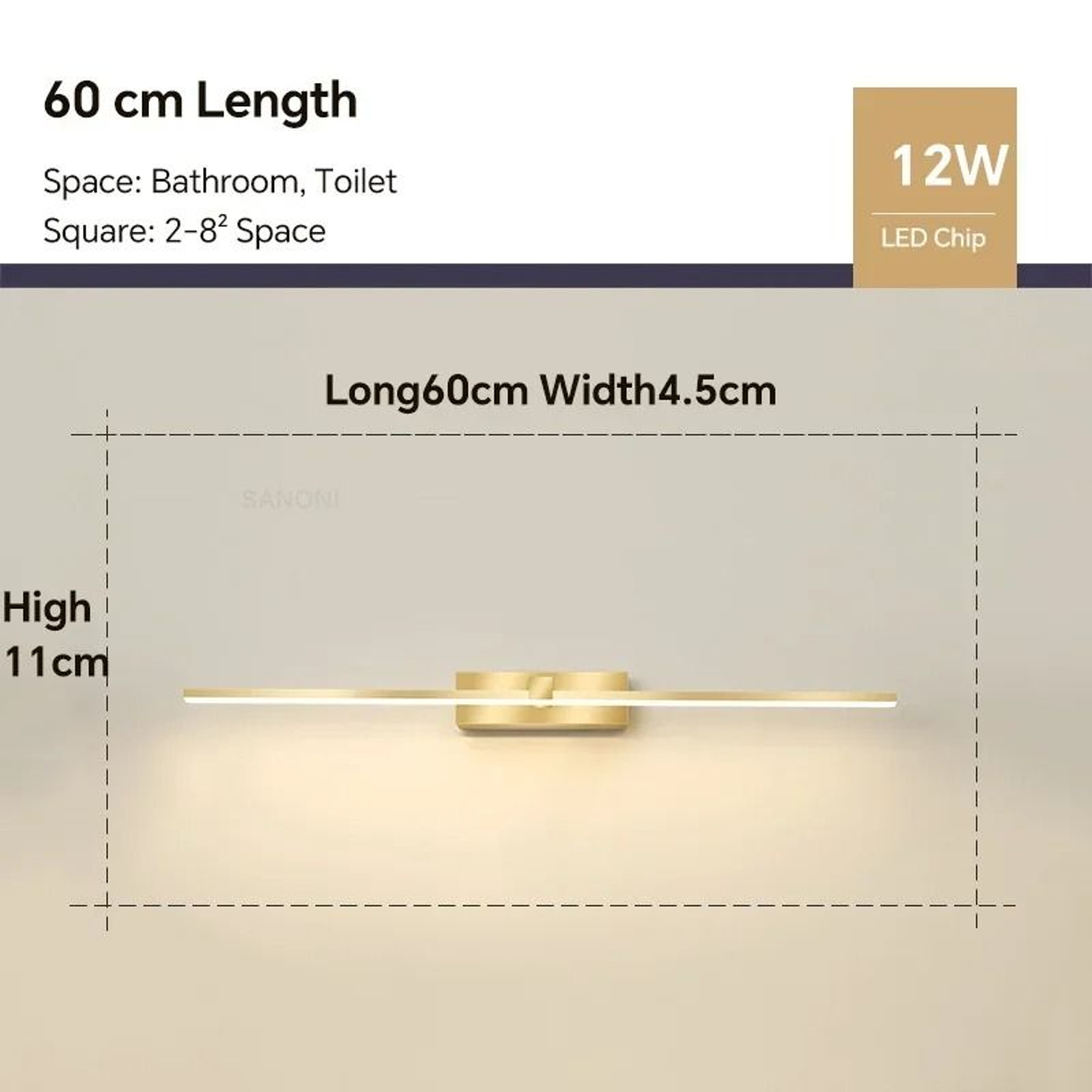 Modern 3Color LED Bathroom Mirror Wall Light Aluminum Linear Vanity Sconce Hardware 10
