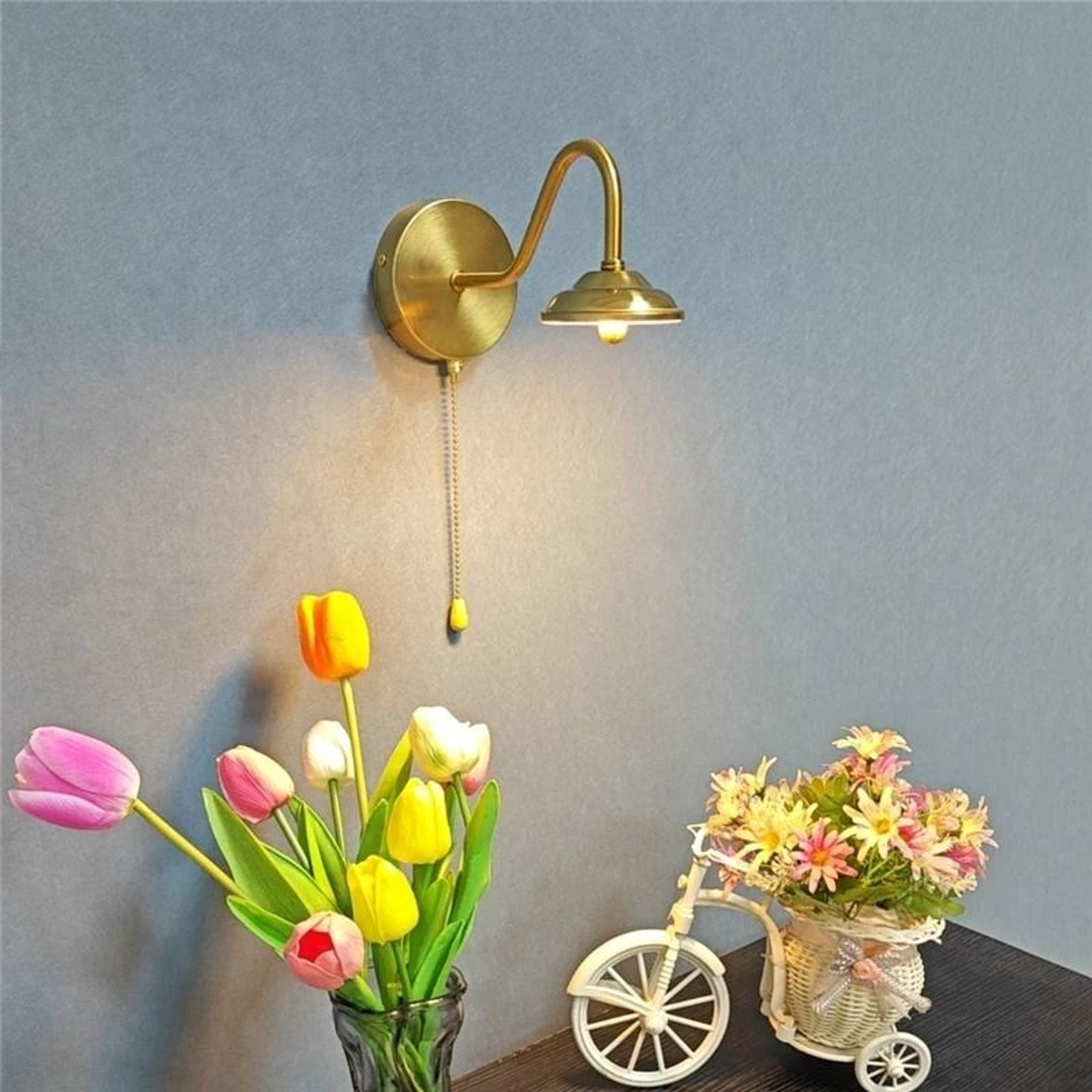 Modern Golden Curved LED Wall Lamp Nordic Wall Sconce With Plug  Switch For Bedroom Bedside 3