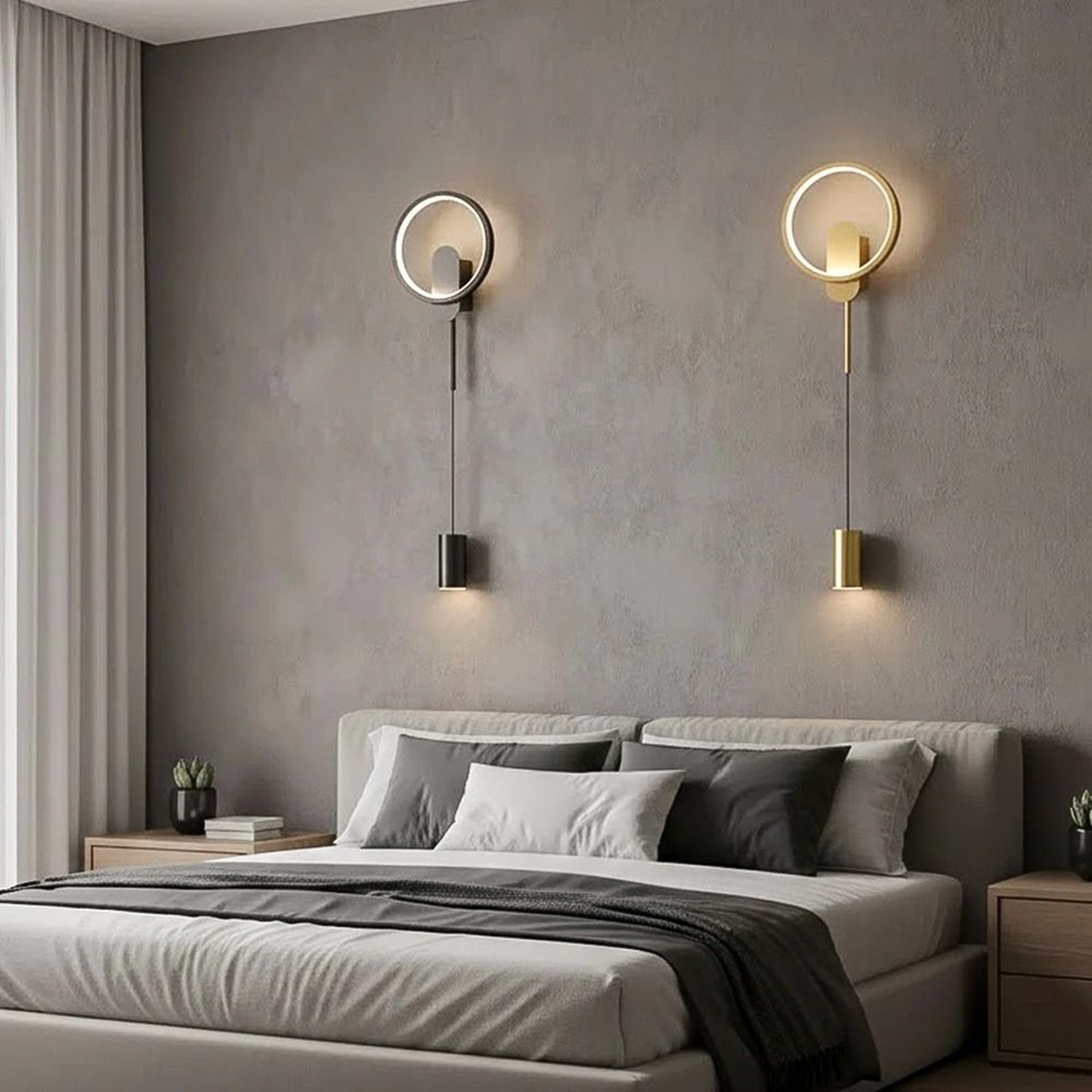 Modern Black  Gold LED Wall Lamp Nordic Architectural Sconce For Bedroom Hallway  Staircase 2