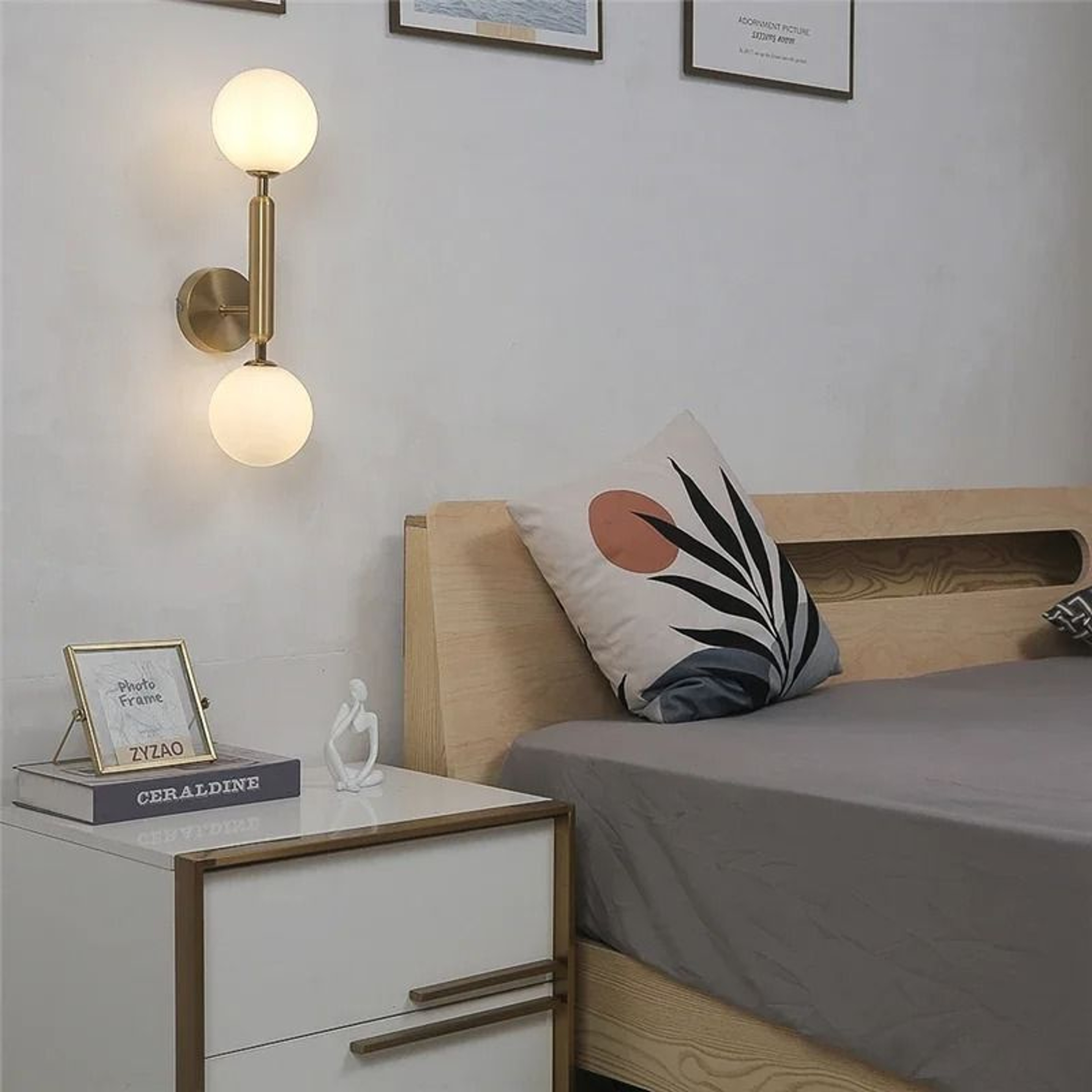 Nordic Glass Ball LED Wall Lamp Modern White Globe Bedside Sconce With G9 Bulb 5