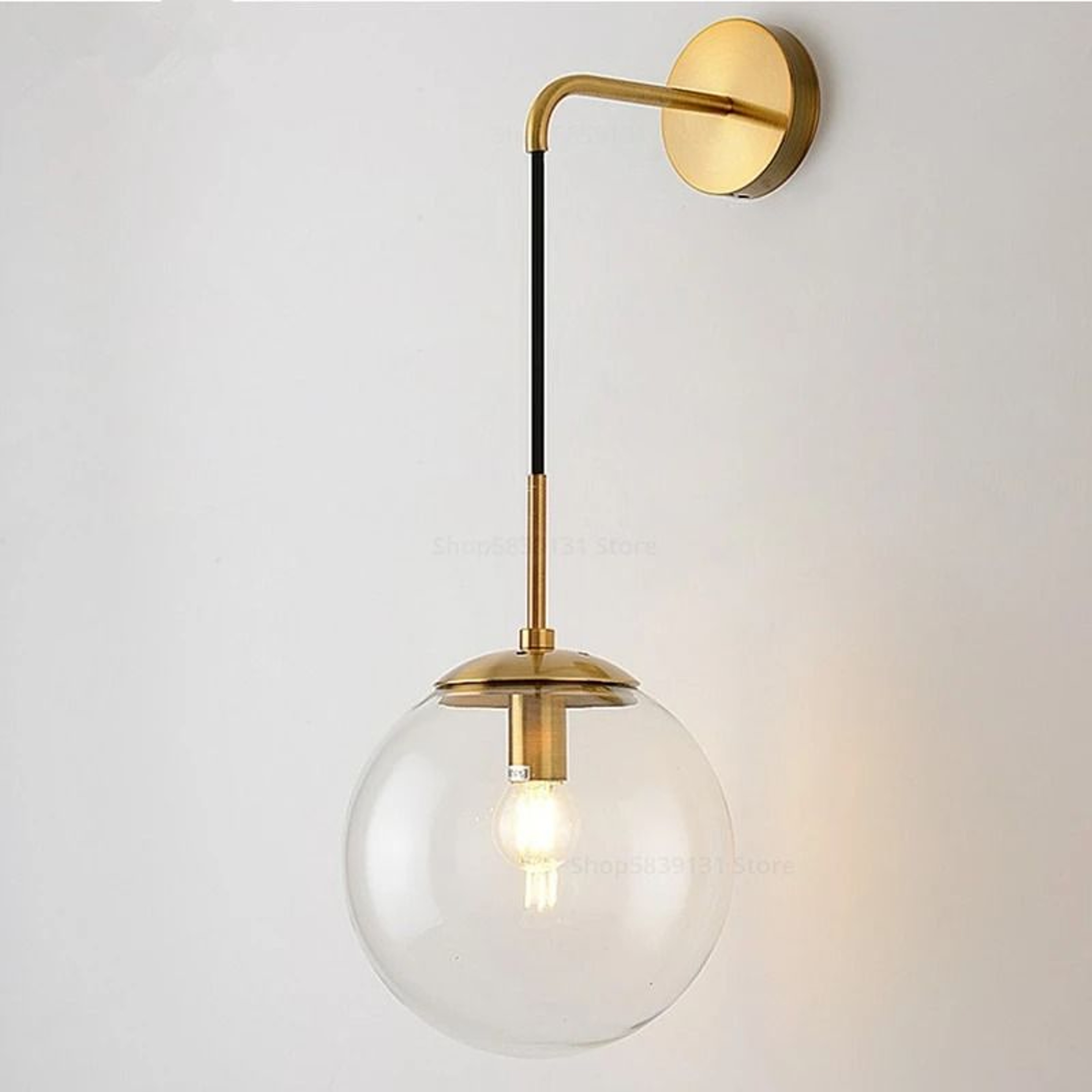 Nordic Modern Vintage Glass Ball LED Wall Lamp 15cm Globe Bedside Sconce For Bedroom  Living Room 1