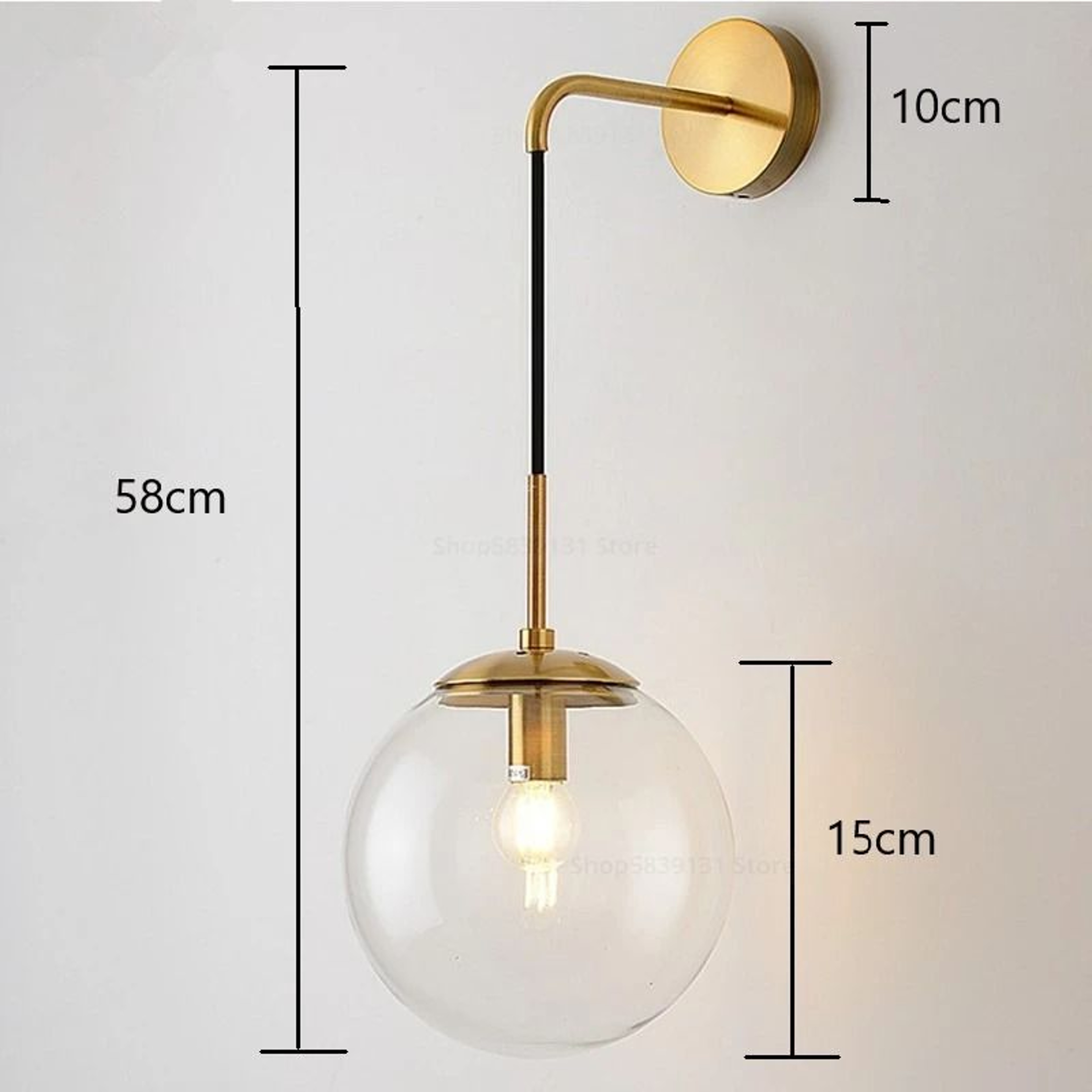 Nordic Modern Vintage Glass Ball LED Wall Lamp 15cm Globe Bedside Sconce For Bedroom  Living Room 2