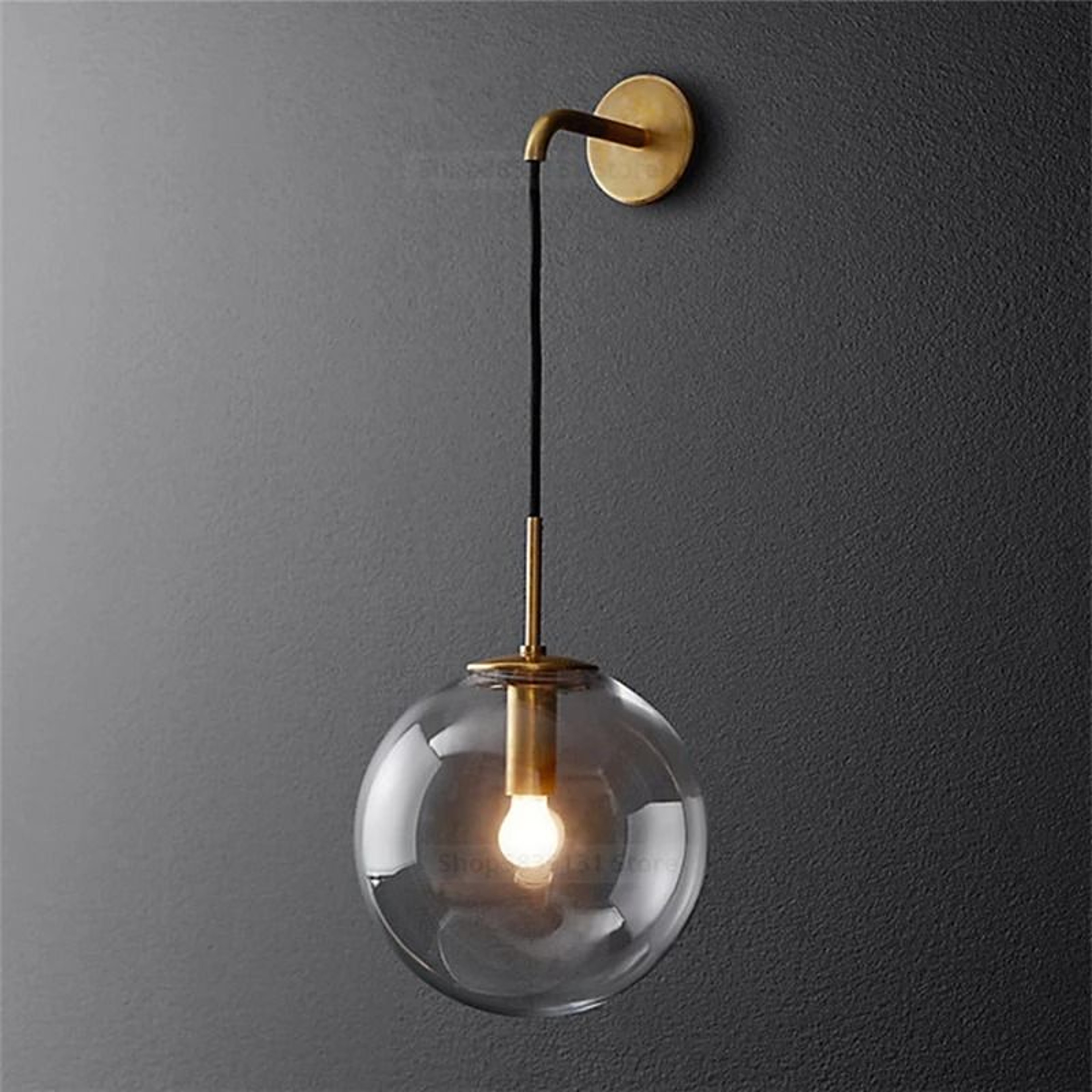 Nordic Modern Vintage Glass Ball LED Wall Lamp 15cm Globe Bedside Sconce For Bedroom  Living Room 0