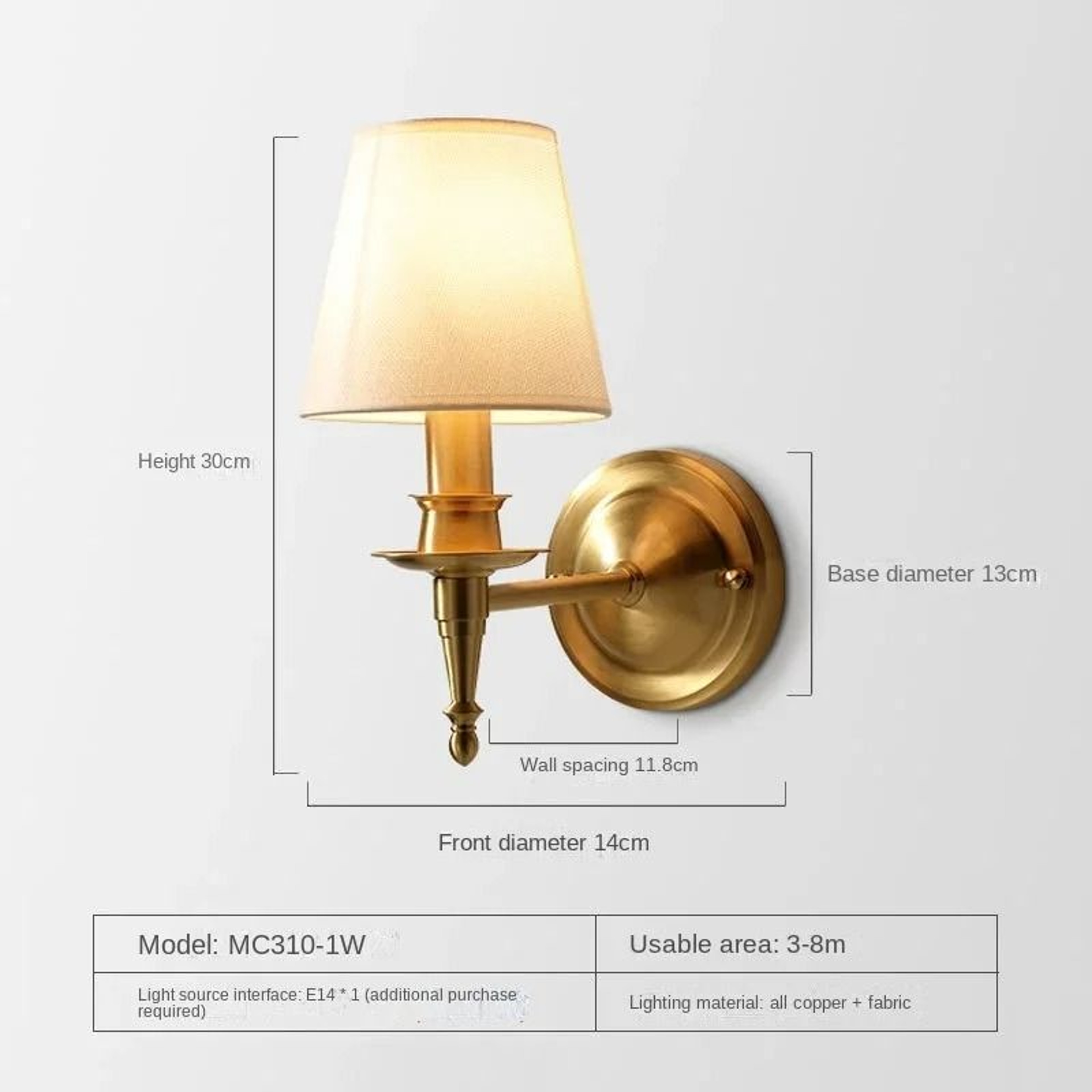 Full Copper American Modern LED Wall Lamp Solid Brass Mirror Light  Sconce For Bedroom Living Room  5