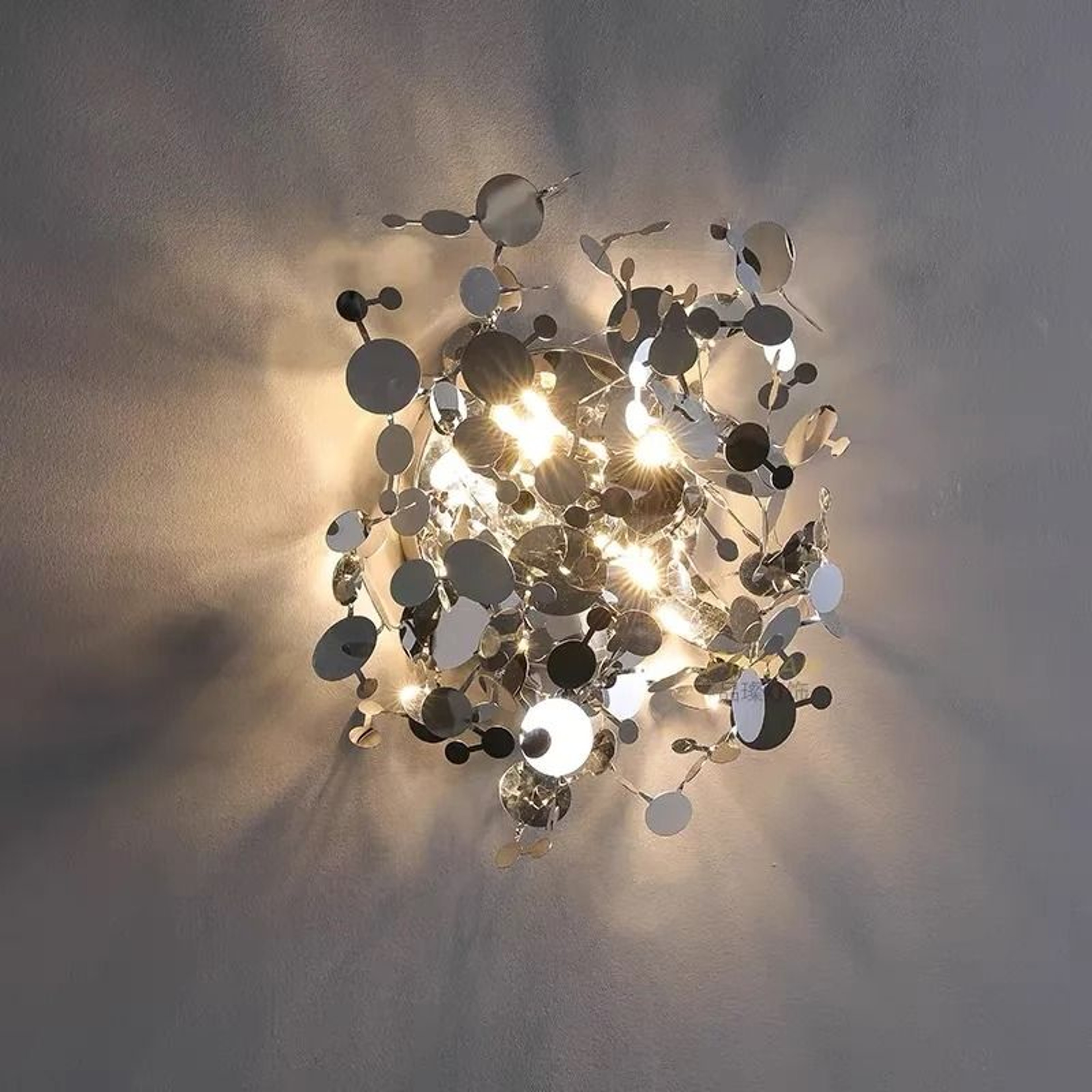 Italian Designer Stainless Steel Leaf Wall Lamp Sconce 40cm Luxury Accent Light 1