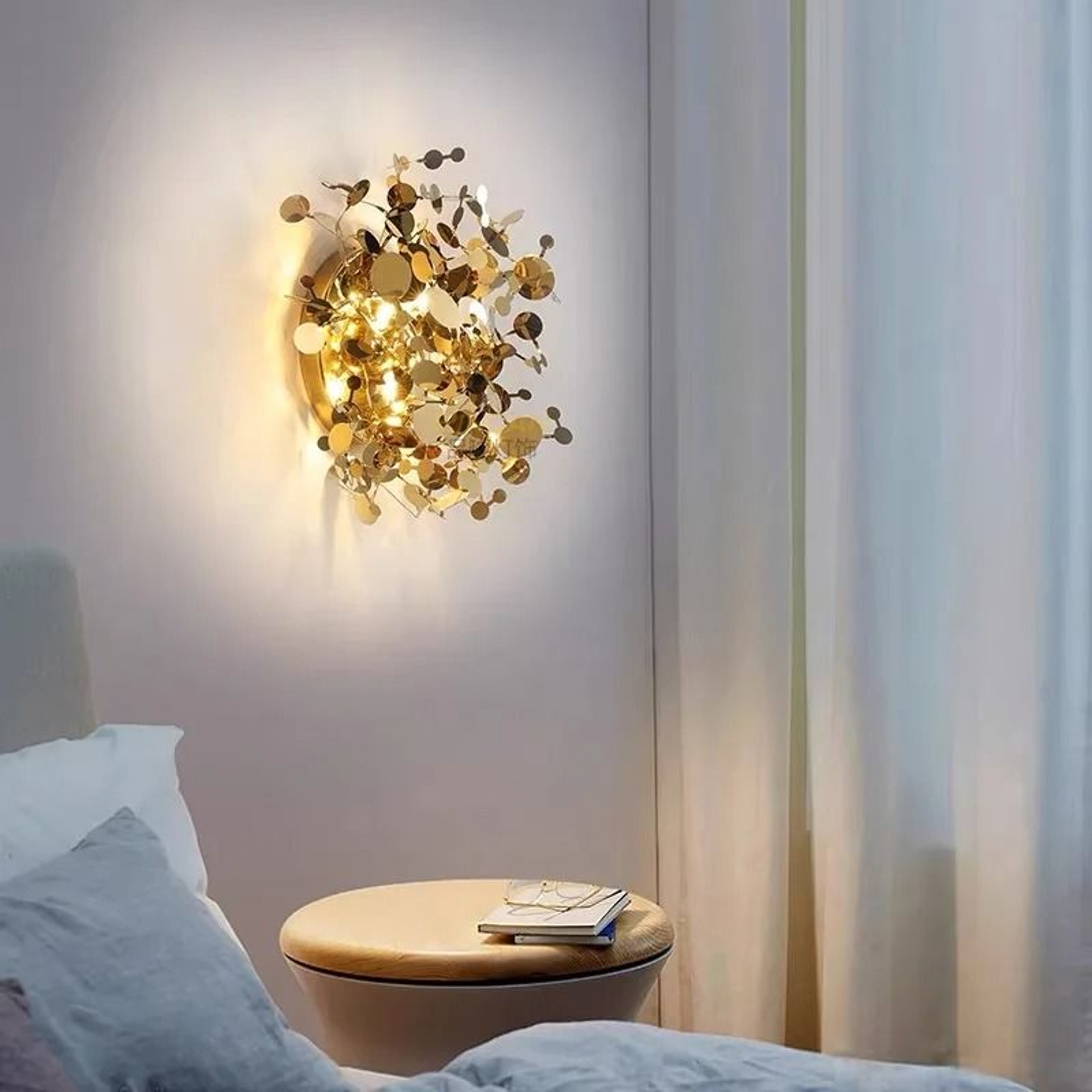 Italian Designer Stainless Steel Leaf Wall Lamp Sconce 40cm Luxury Accent Light 3