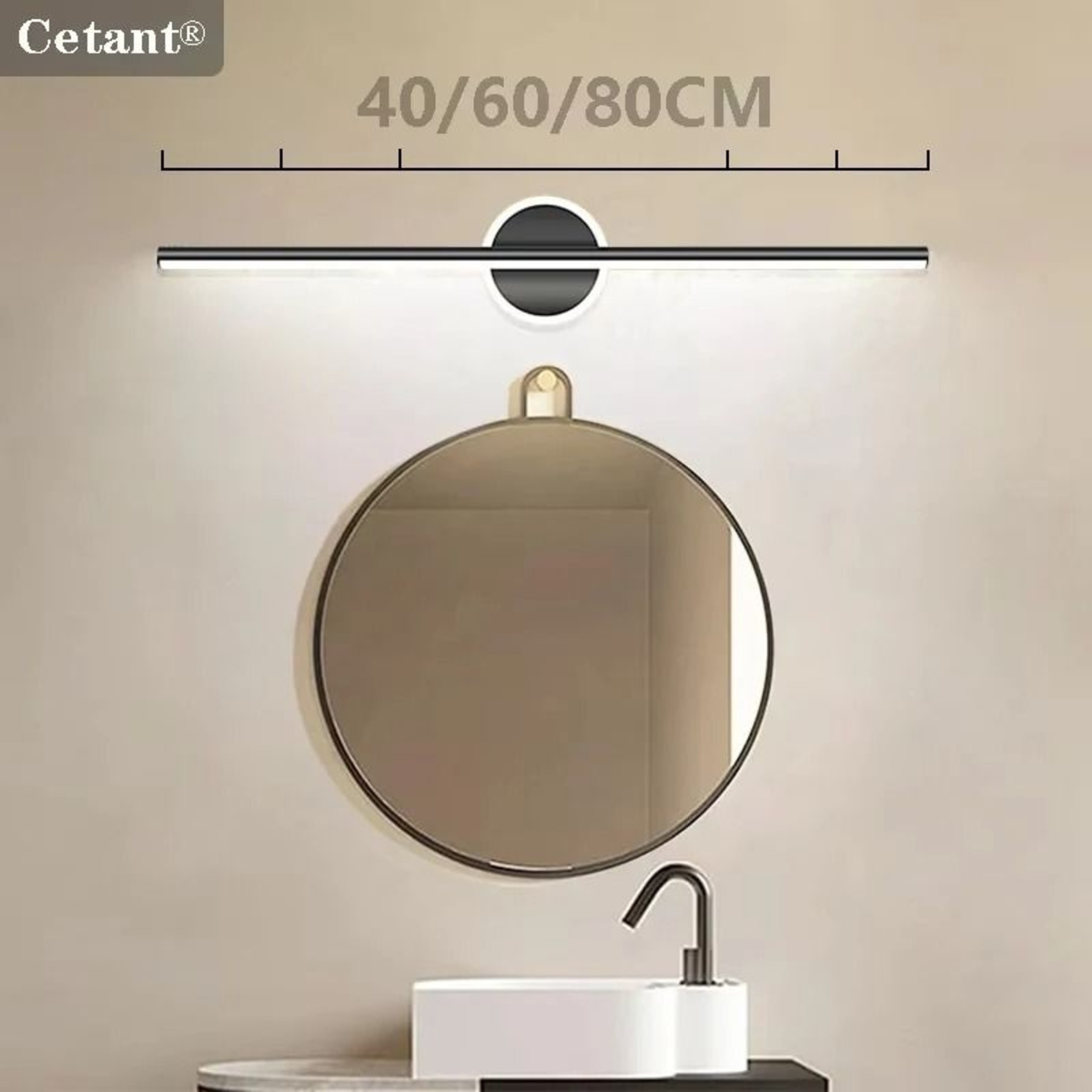 Modern Black LED Long Strip Bathroom Vanity Light 40cm 60cm  80cm Linear Mirror Wall Sconce 0