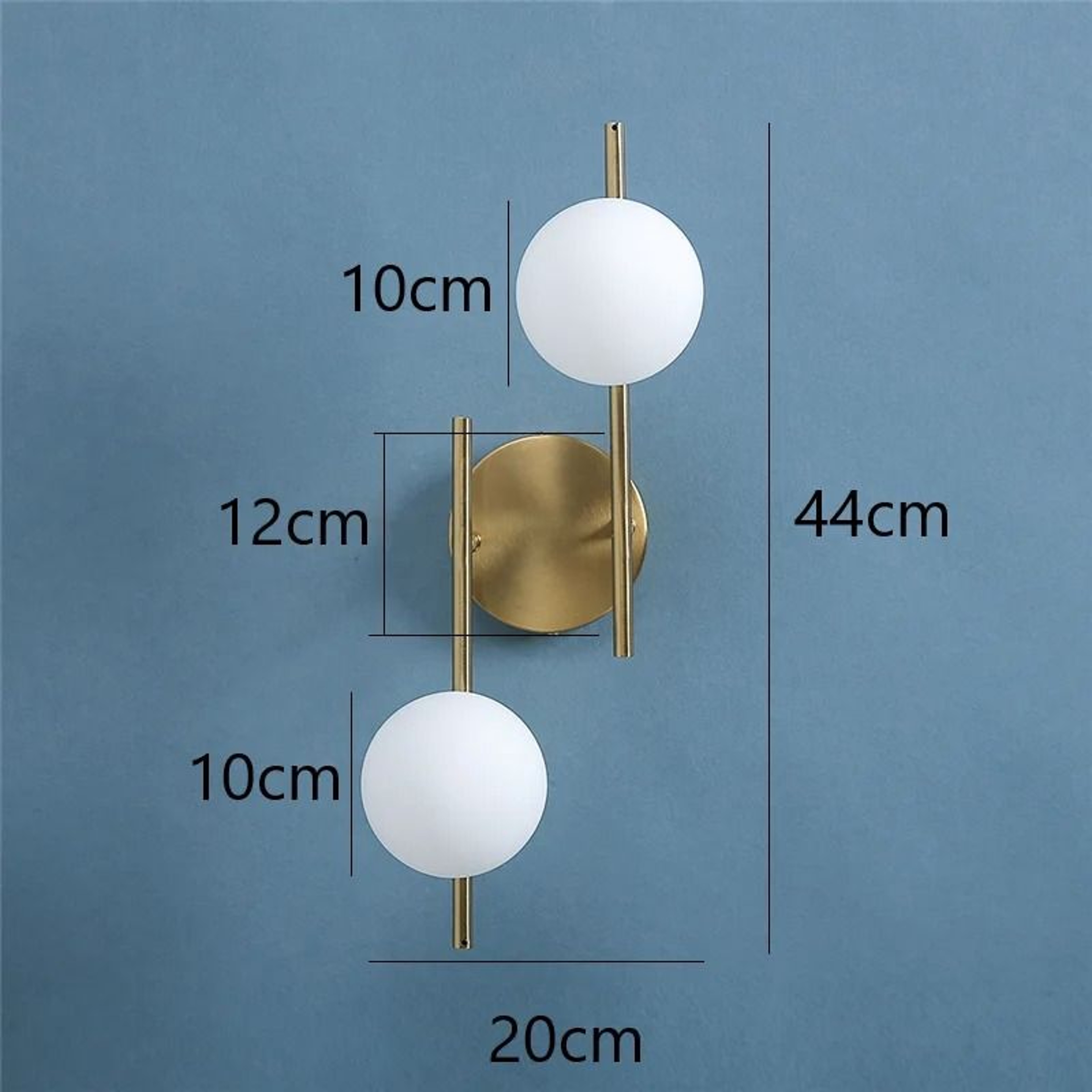 Modern Double Glass Ball LED Wall Lamp In Golden Finish 7