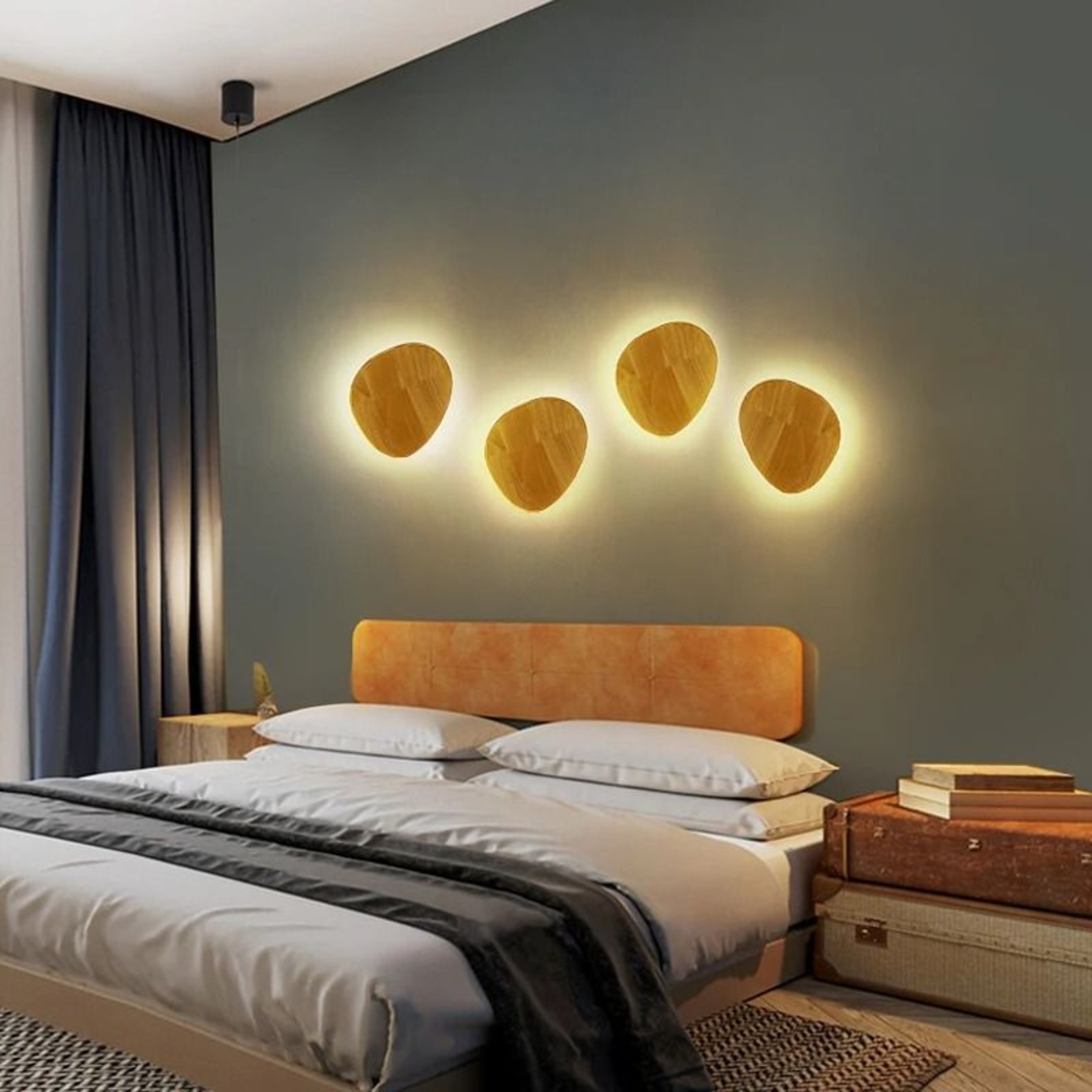 Nordic Circular Wooden LED Wall Lamp For Bedroom  Staircase 2