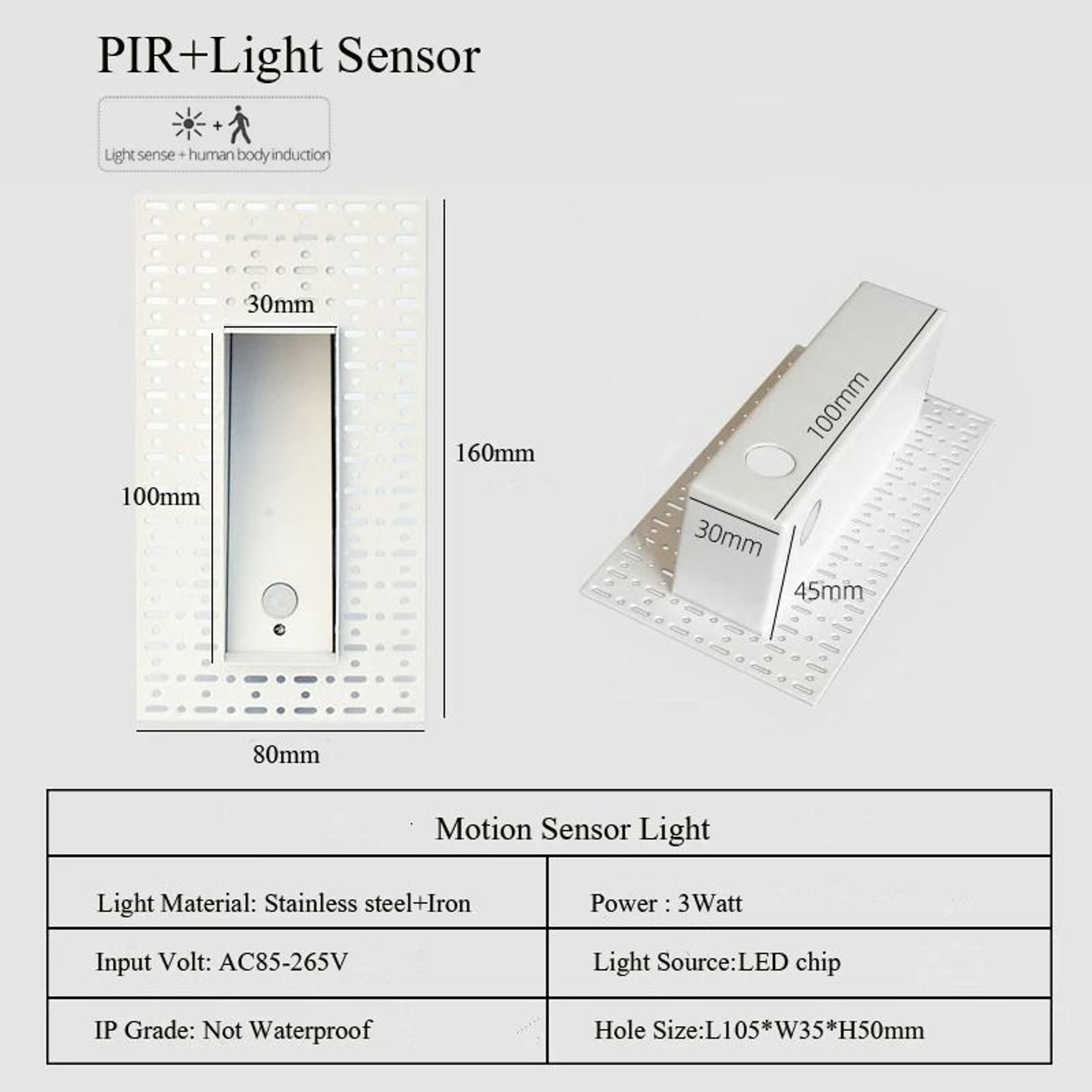 Embedded PIR Motion Sensor LED Step Light For Staircase  Corridor 9