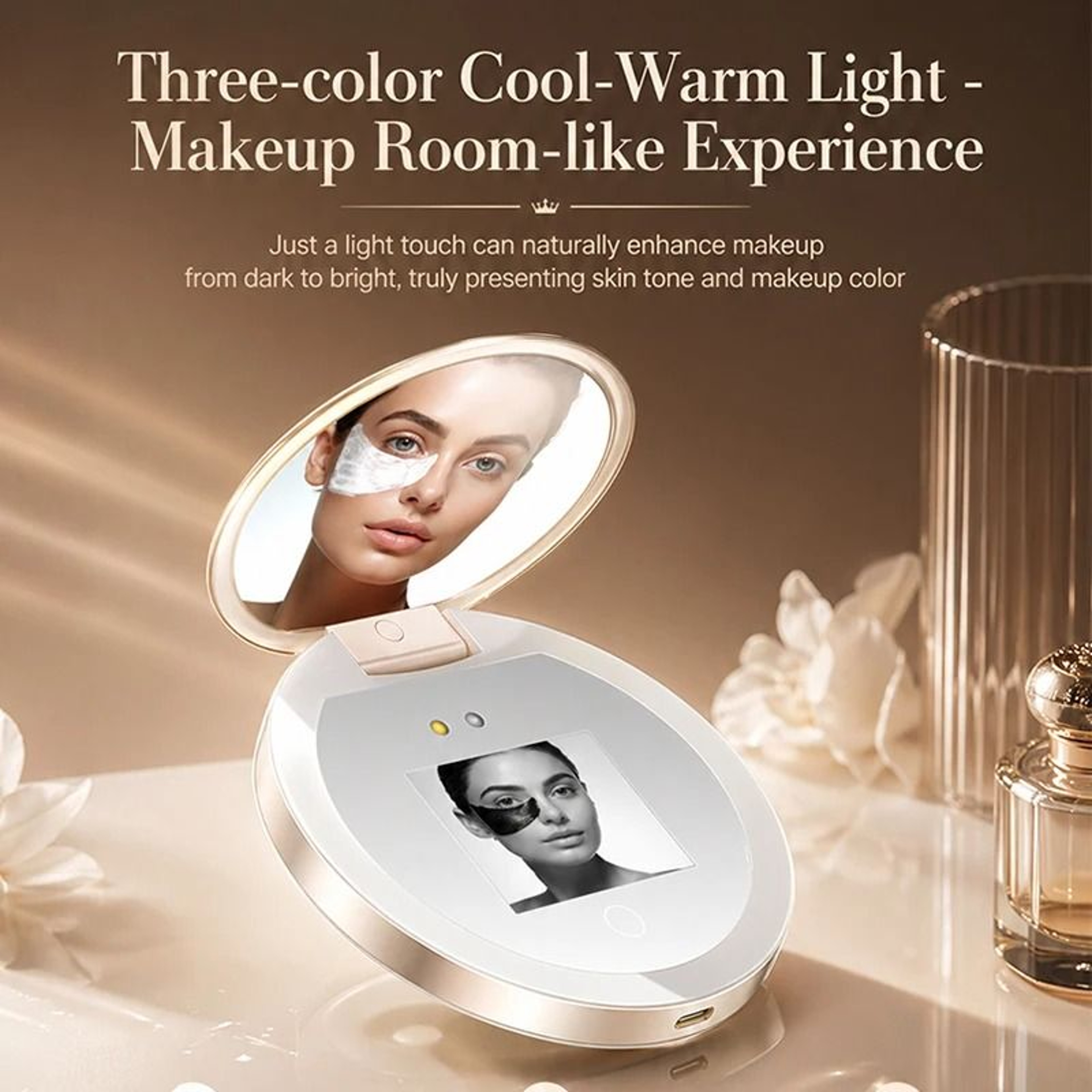 TJMIR UV Smart Sunscreen Portable LED Makeup Mirror With UV Detection 4