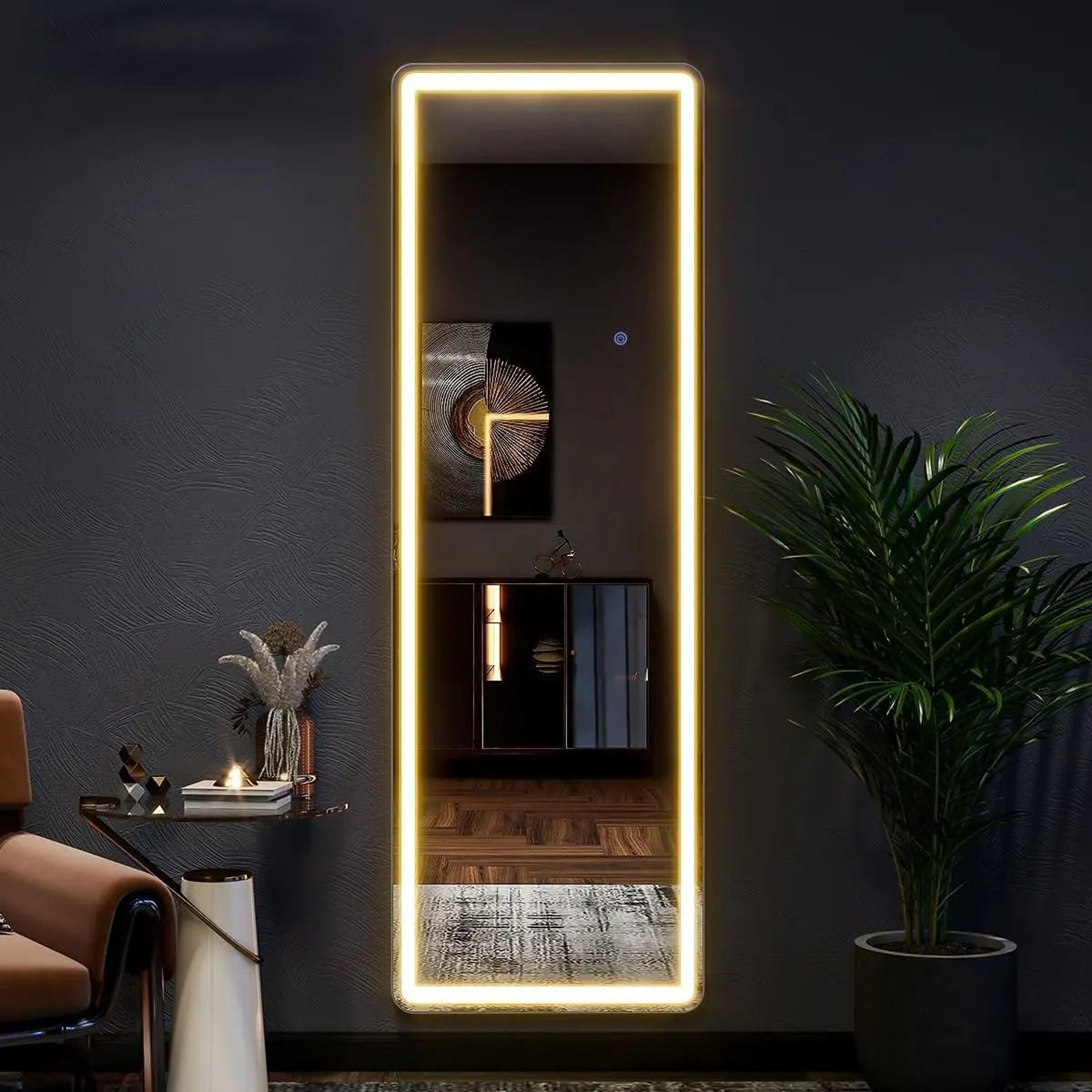 63x20 Inch Full Length LED Mirror With Lights Stand  Dimmable Controls 2